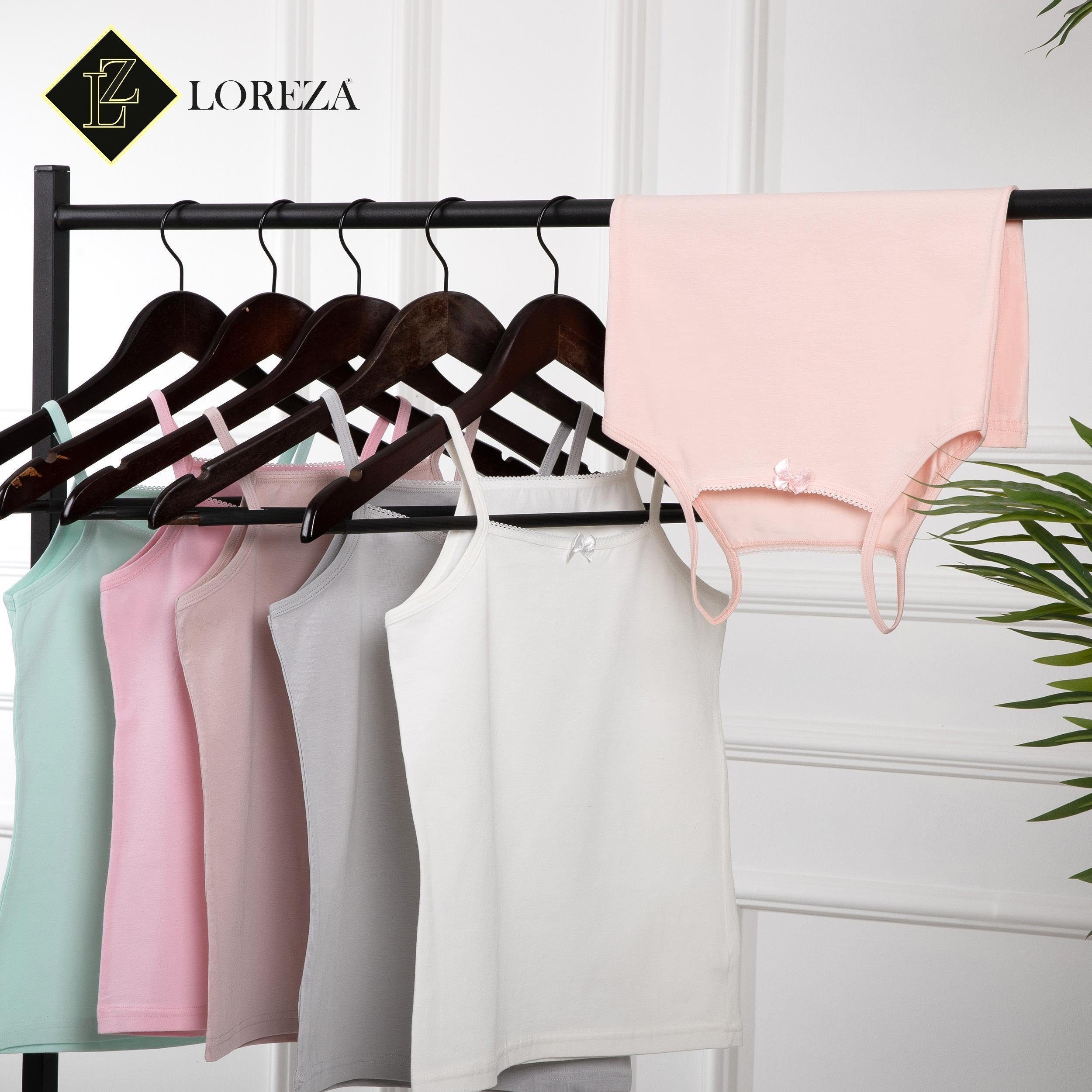 LOREZA Unterhemd 6 Mädchen Unterhemden - 6-St) Basics 2-13 Spagettiträger Jahre (Set, / 92-158