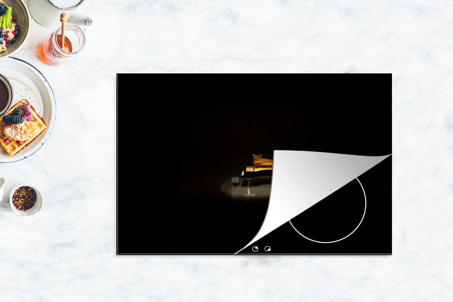 Herdblende-/Abdeckplatte (1 cm, küche, die Schutz Ein Flügel, Konzertsaal Vinyl, mit MuchoWow einem Ceranfeldabdeckung für tlg), 81x52 Induktionskochfeld