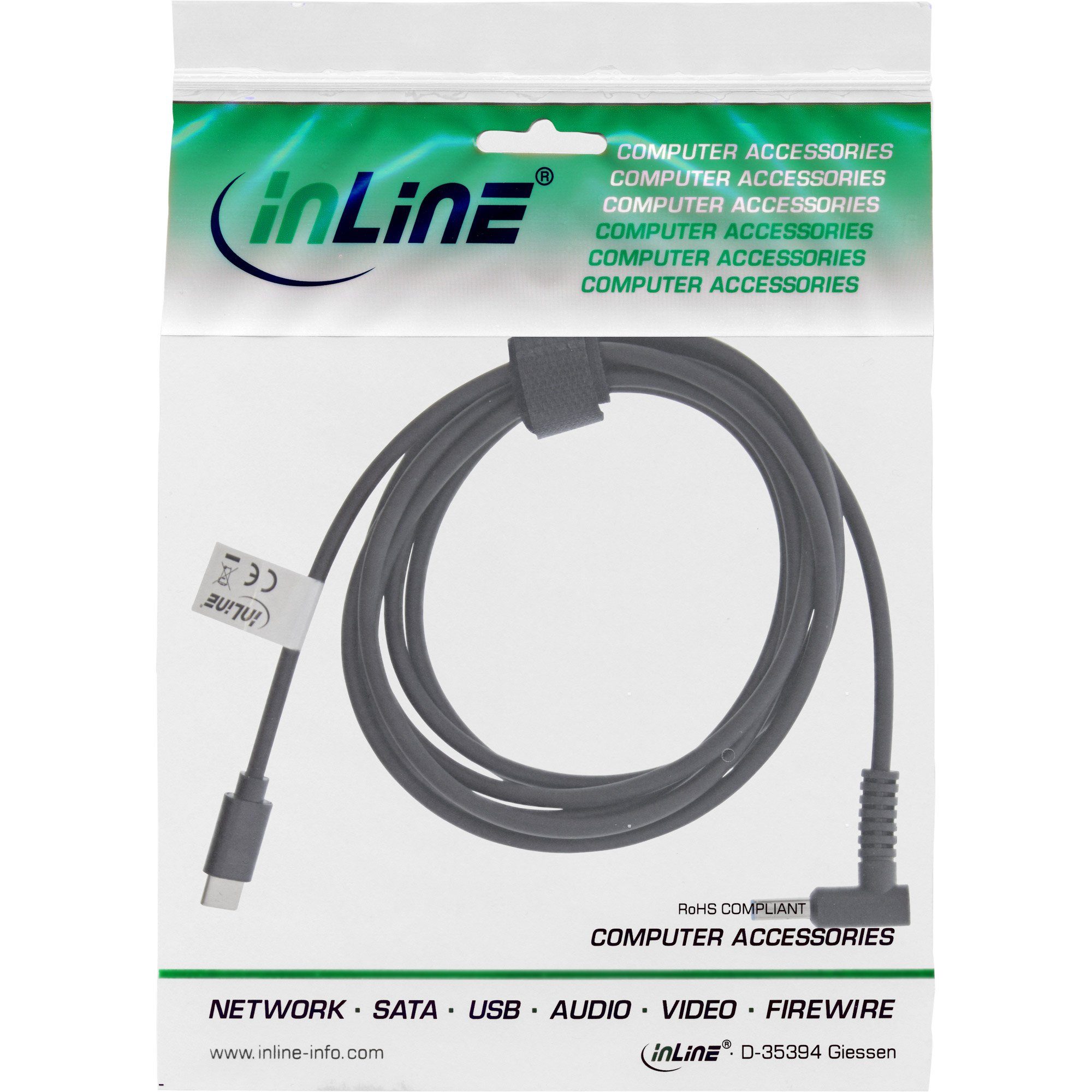 INTOS ELECTRONIC AG InLine® HP Stromkabel 2m zu Ladekabel, USB-C (rund/klein) Notebook
