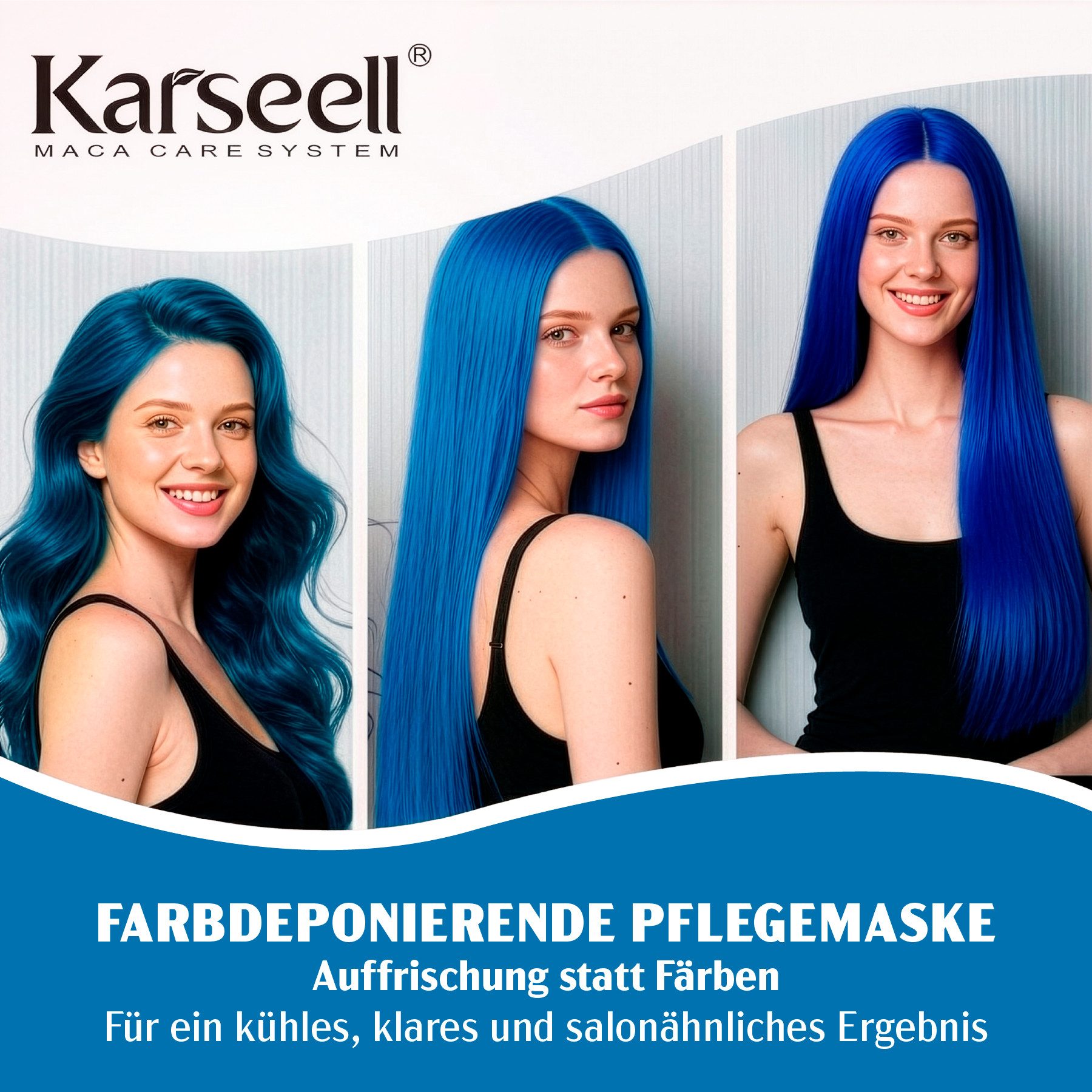 Karseell Haarmaske Blaue Haarmaske Haarpflege Farbauffrischung Coloriertes Haar, 1-tlg., Haarmaske, Haarpflege, Karseell, Blau