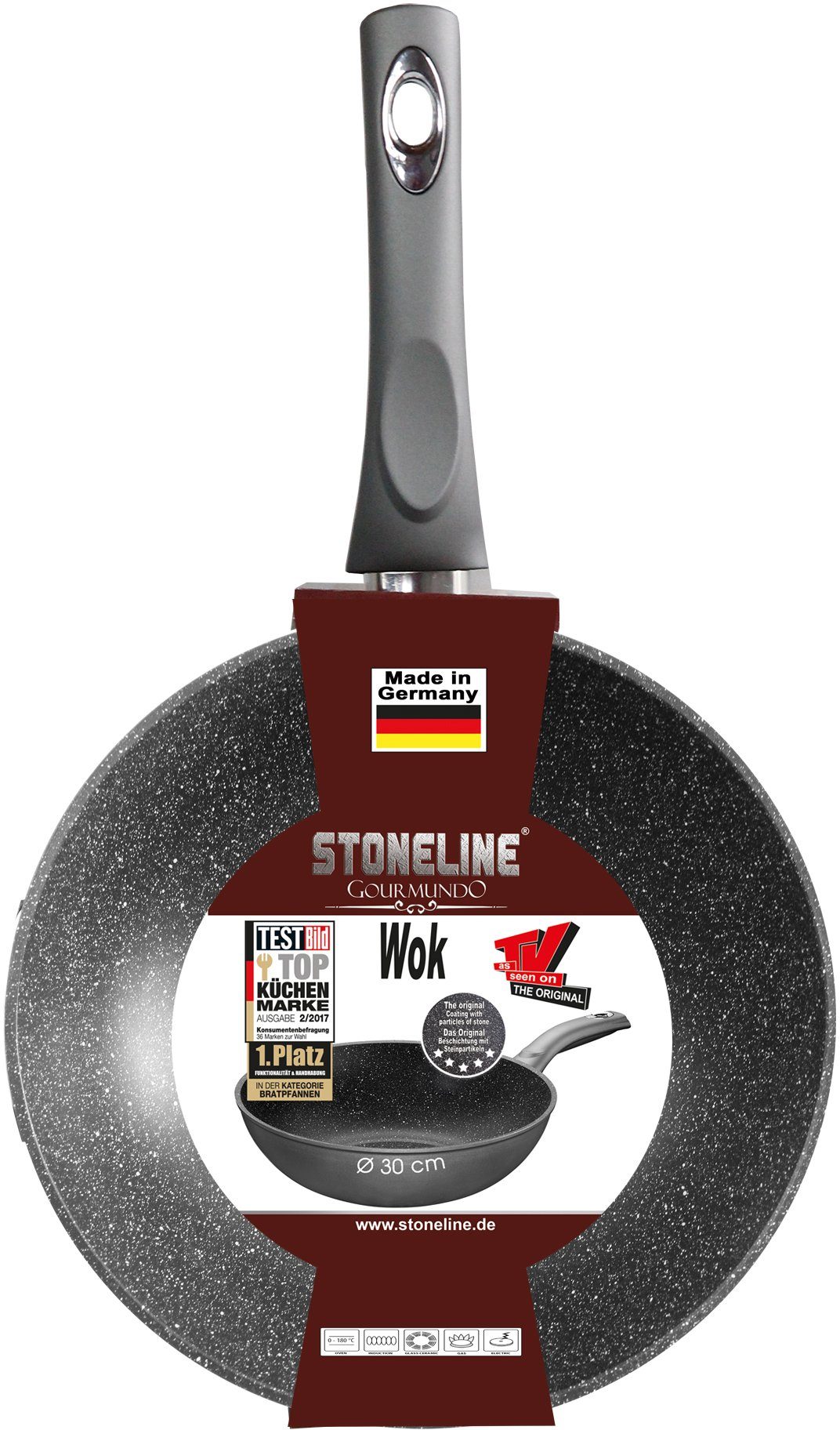 STONELINE Wok, Aluminium (1-tlg), Ø cm, STONELINE®- 30 Keramikbeschichtung, Induktion