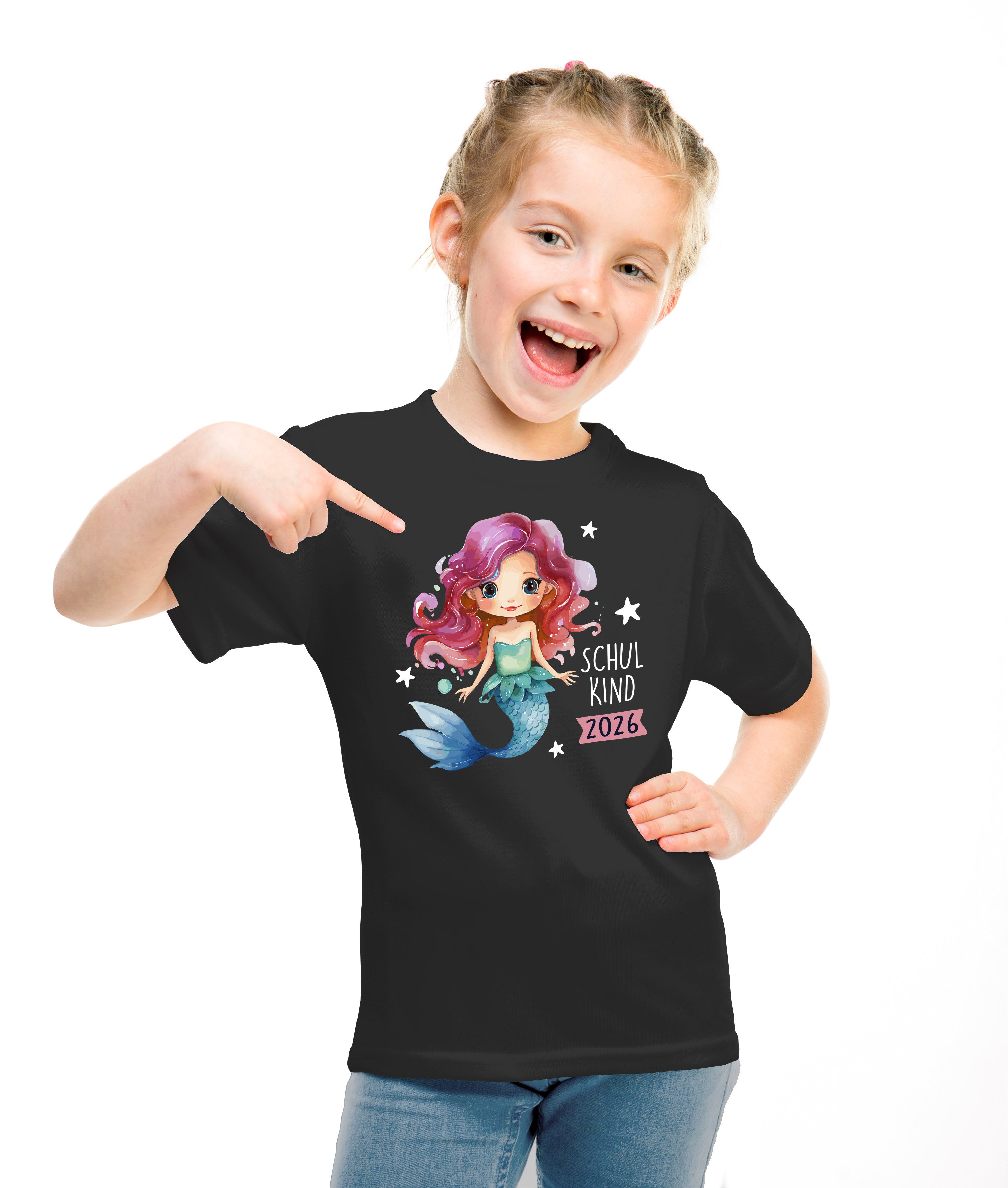 SpecialMe Print-Shirt Mädchen Einschulung T-Shirt 2026 Meerjungfrau – Schulkind 2026 Shirt – Bild 3 von 5