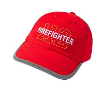 Baddery Baseball Cap Reflektoren Kappe Kinder - Firefighter (inkl. 3 Feuerwehrauto Sticker), Stick, One Size Einheitsgröße, Klett-Verschluss