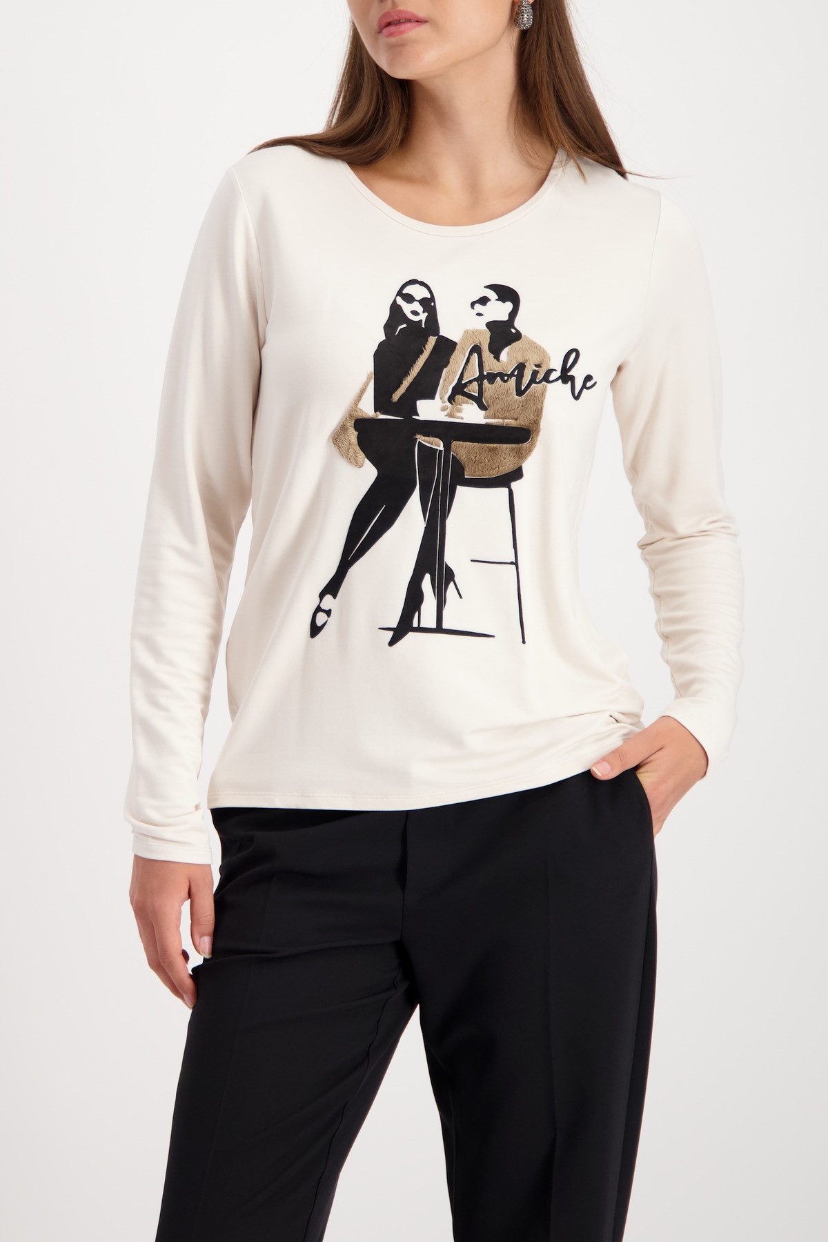 Monari Langarmshirt Shirt Frauen Café Regular günstig online kaufen