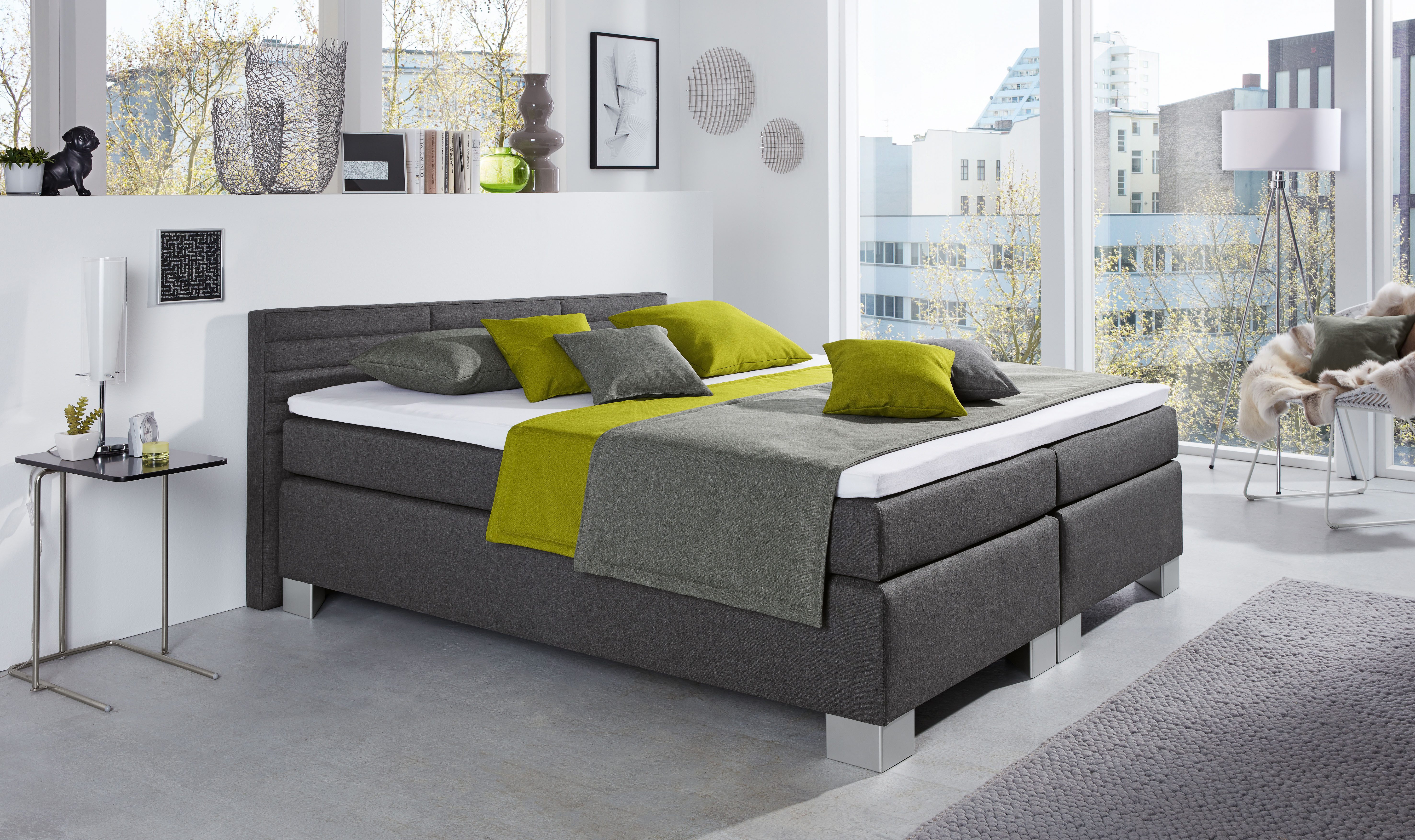 hapo Boxspringbett ATLANTA mit niedrigem Kopfteil (Topper separat erhältlich), erhältlich in verschiedenen Breiten, Farben & Matratzenarten