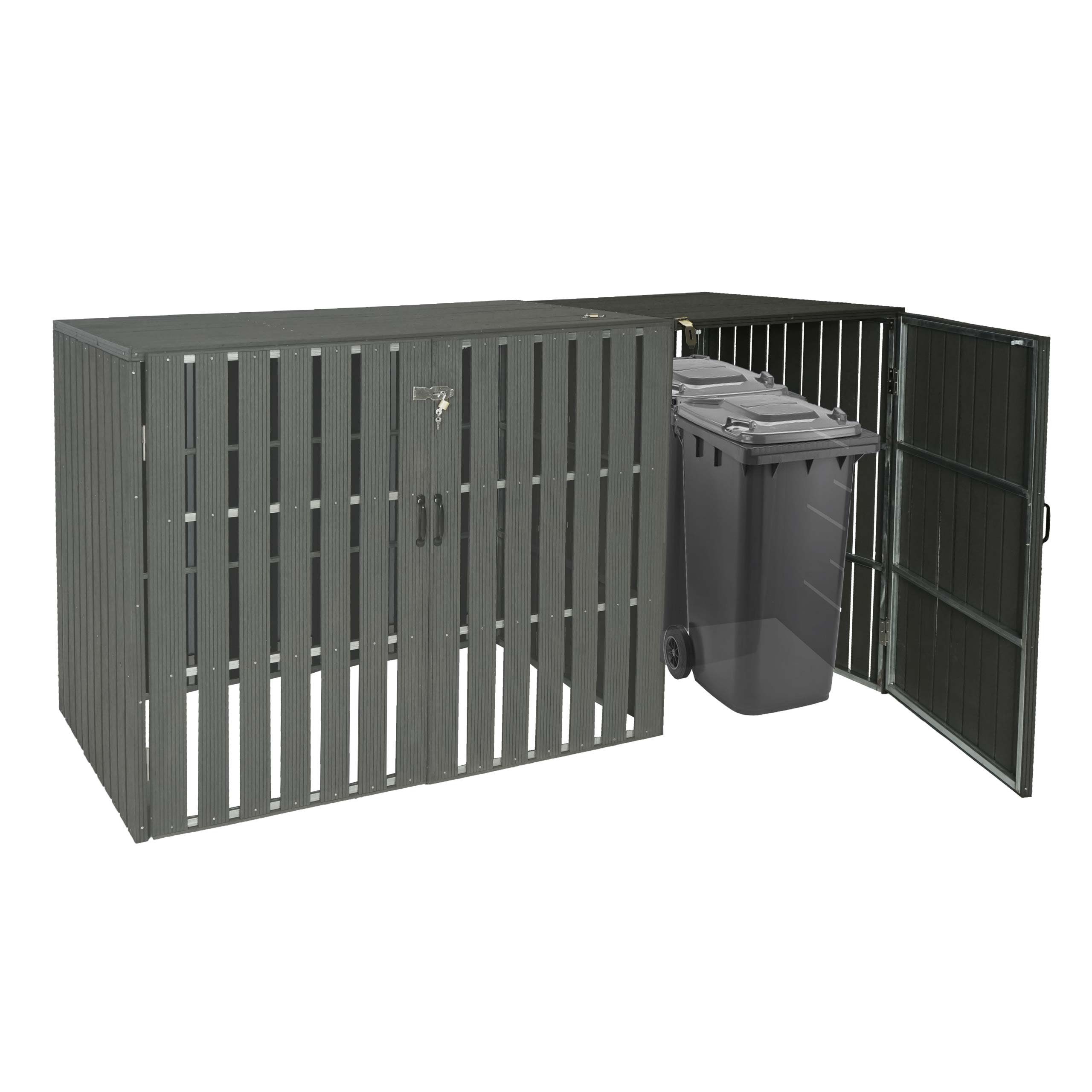 MCW Mülltonnenbox MCW-J28-1-2-E (1 St), Geeignet für zwei normale oder eine große Mülltonne je Abschnitt