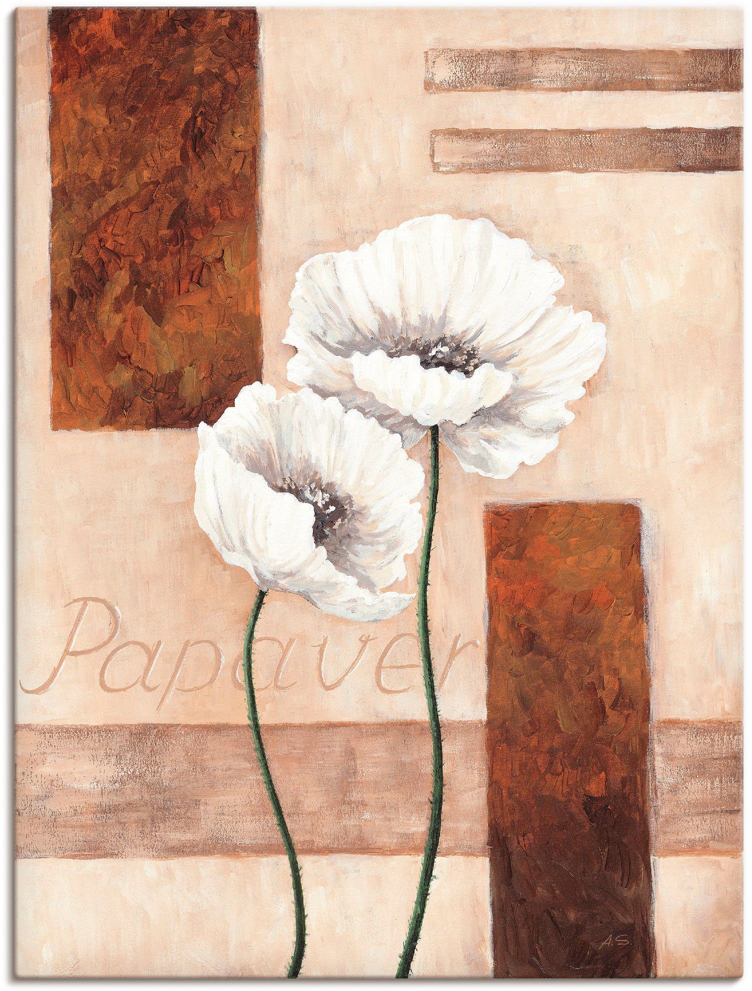 versch. Leinwandbild, als - Mohnblumen, Artland Wandaufkleber Größen in Wandbild oder Papaver Alubild, Poster (1 Blumenbilder St),