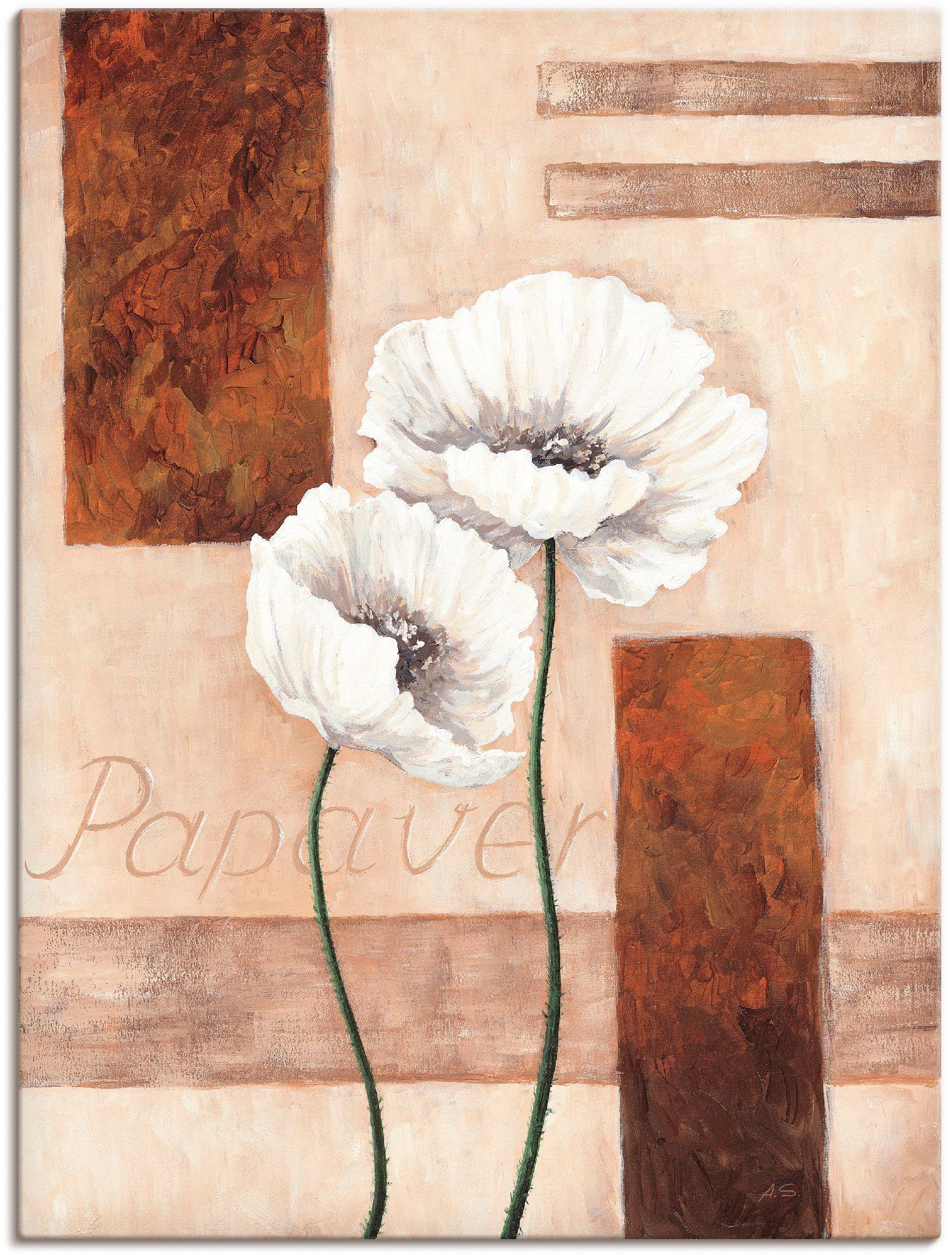 Artland Leinwandbild Papaver - Mohnblumen, Blumenbilder (1 St), auf Holzrahmen gespannt