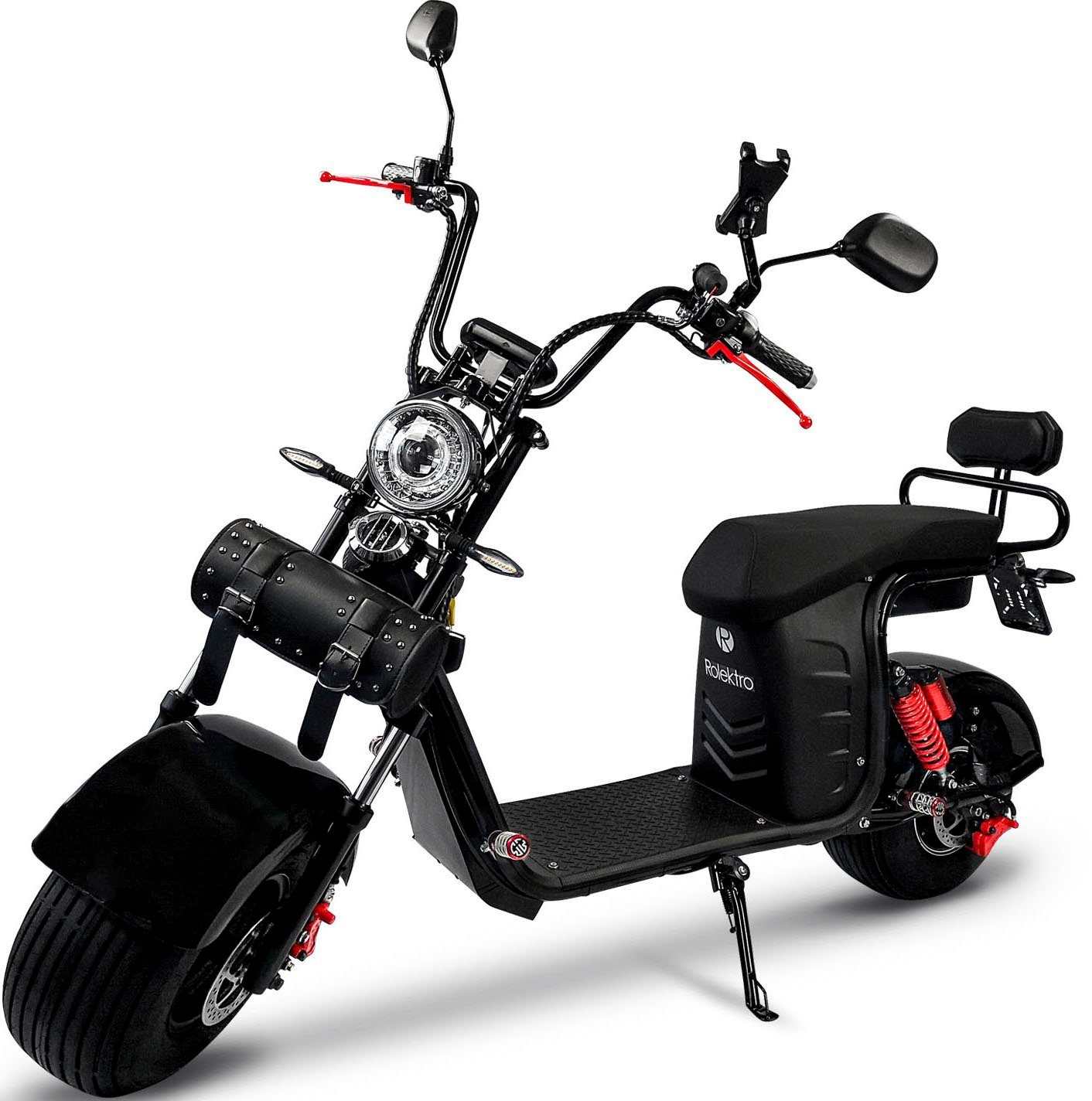 Rolektro E-Motorroller E-Cruiser 45 Lithium, Schwarz, 2x 60V-20Ah Akku, 1500 Watt, 1500 W, 45 km/h, bis zu 100 km Reichweite, mit USB-Anschluss und integr. Alarmanlage