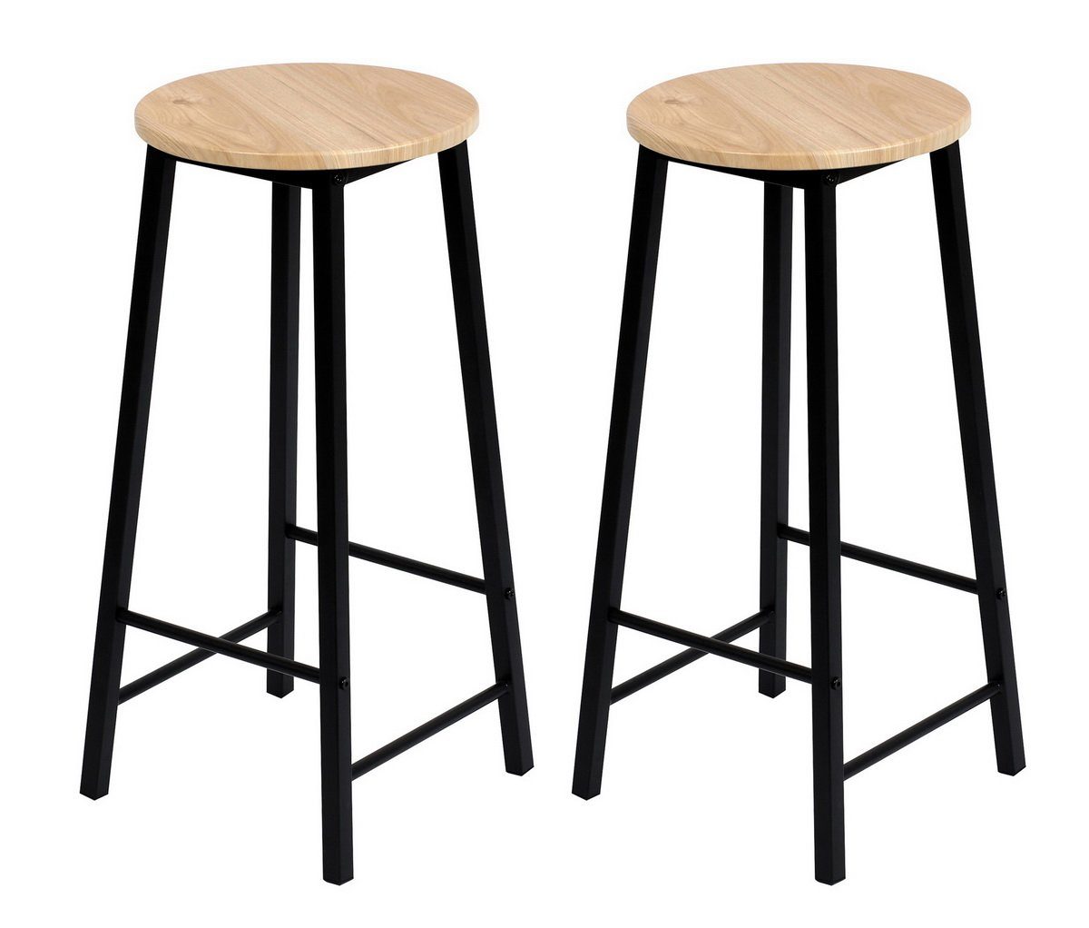 Urban Living Hocker Barhocker-Set 2 Tresenhocker Ø 30 x (H) 70 cm Bistrohocker Hochstuhl (FRIENDS), Metall (20mm), MDF (15mm)