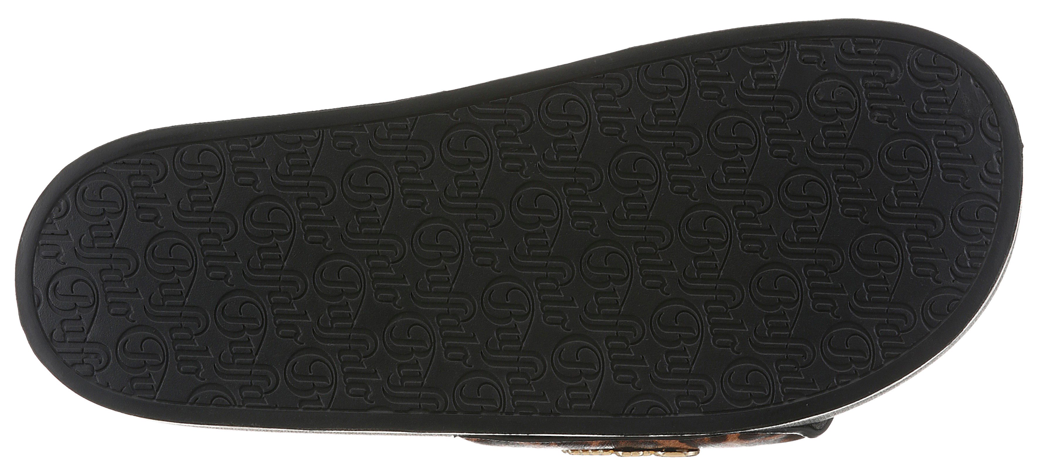 Buffalo Pantolette Sommerschuh, Strandschuh, Badeschuh in Leo-Optik, Plateausohle