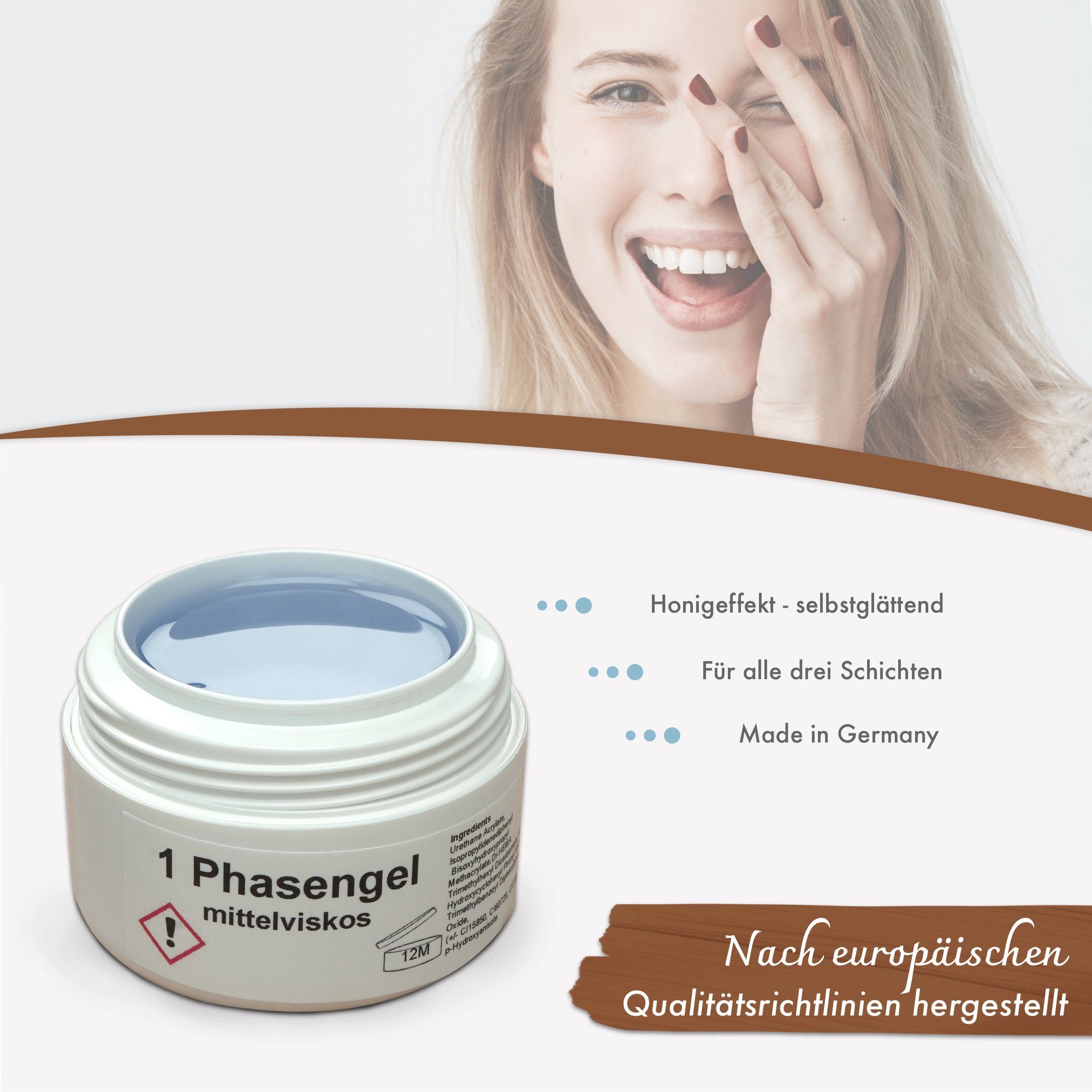 World Of Nails 3-Phasen UV-Gel – Mittelviskos, 30 Ml, Für Nagelmodellage & Verstärkung, Mit Sunblocker