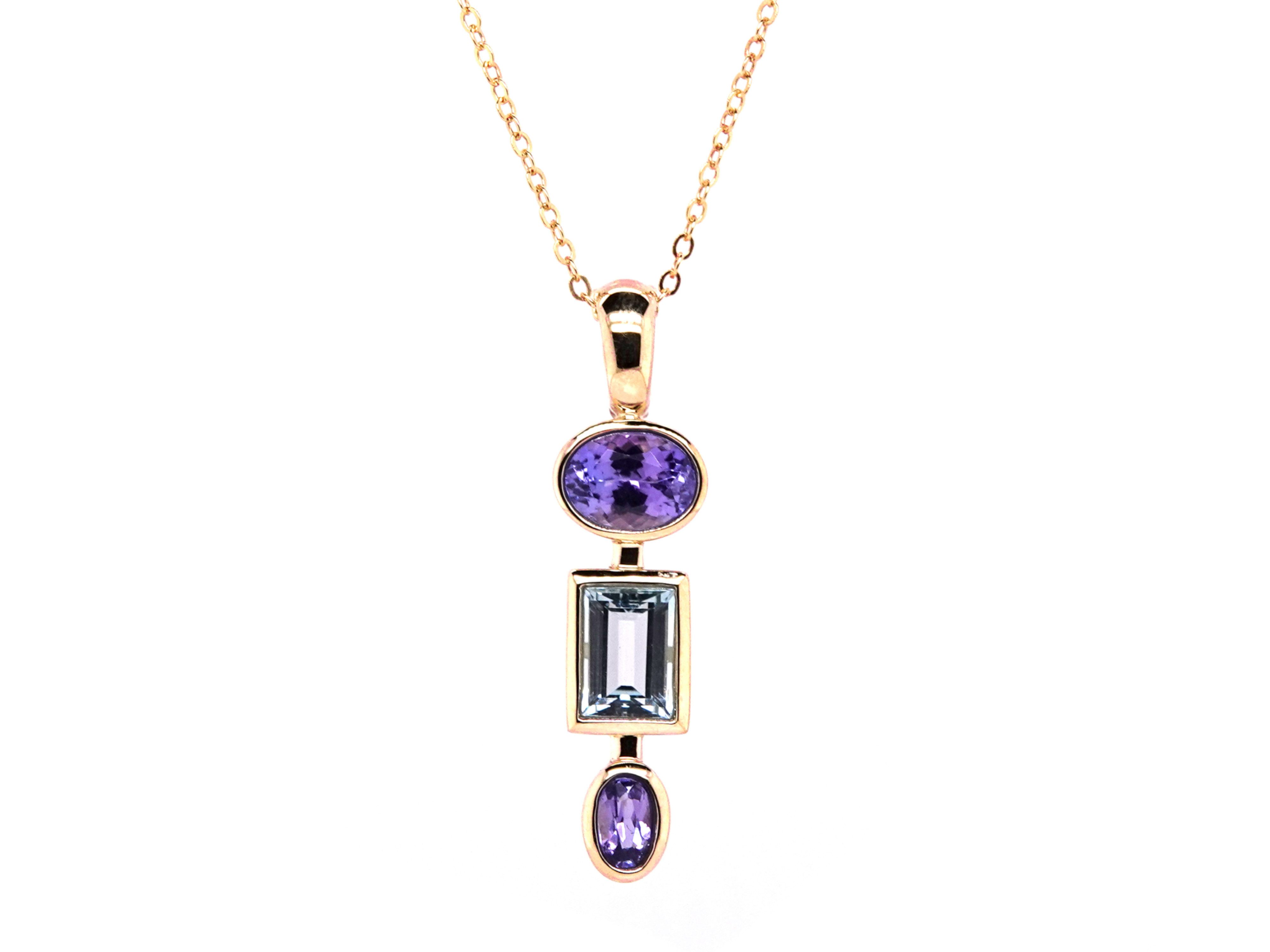 Sogni d'oro Кулоны mit Aquamarin und Tansanit, Gelbgold 375
