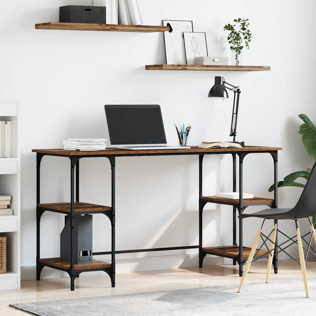 vidaXL Schreibtisch Schreibtisch mit Regal Altholz 140 x 50 x 75 cm Holzwerkstoff (1-St)