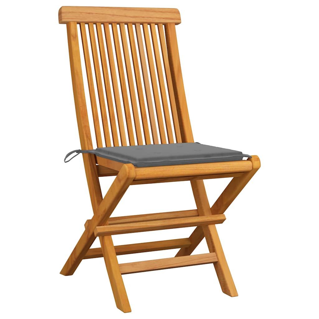 furnicato Gartenstuhl Klappbare Garten-Essstühle aus Naturholz mit Polster in Grau, 47x60x8 (2 St), Witterungsbeständige Sitzgruppe mit Polstern und glatter Oberfläche