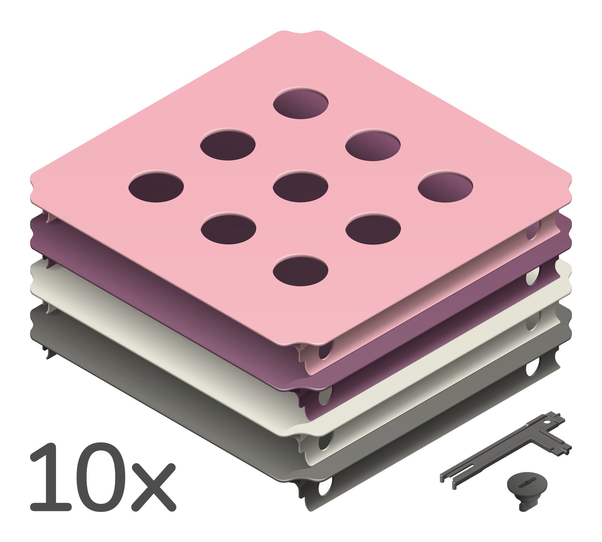 QUADRO Spielturm-Erweiterung Lochplattenset XXL Home, (Montessori-inspiriertes Erweiterungsset, Ergänzung zu jedem Quadro Baukasten), Modulare Erweiterung, ab 6 Monaten, Made in Germany, UV-stabil