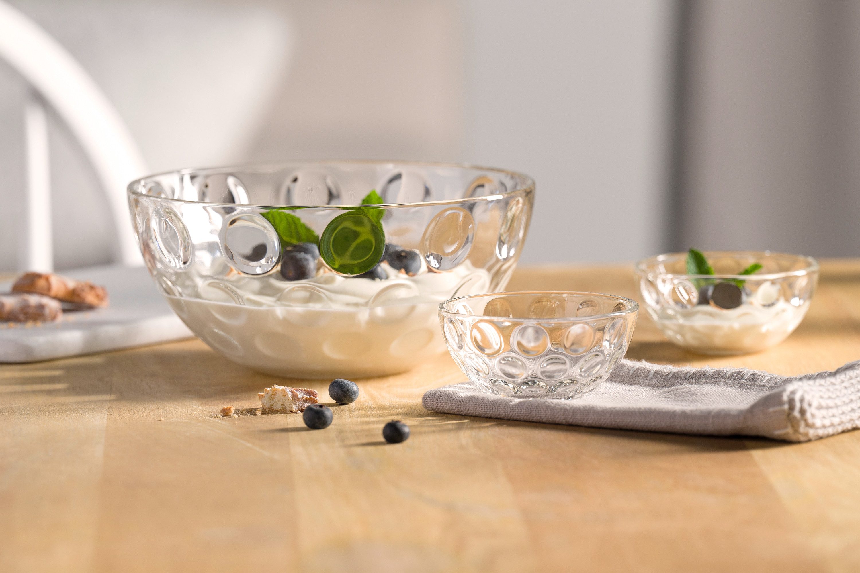 LEONARDO Schale CUCINA OPTIC, 4er-Set, Glas, (Set, 4-tlg), Spülmaschinengeeignet