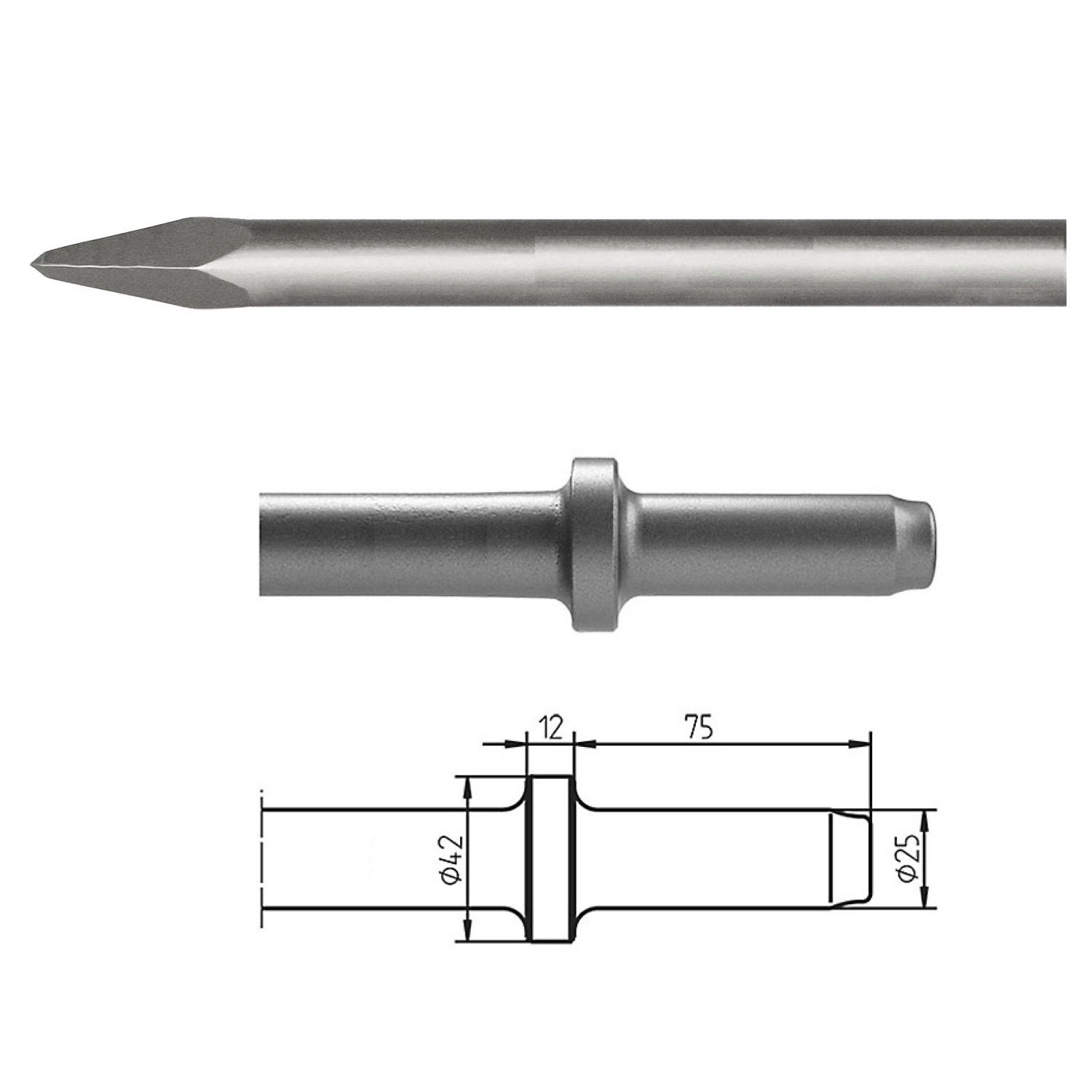 TRIZERATOP Spitzmeißel Meissel, rd. 25 x 75 mm Spitzmeissel 400 mm