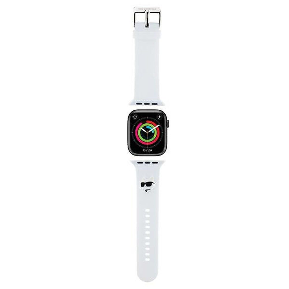 KARL LAGERFELD Smartwatch-Armband Ersatzarmband Wechselarmband Designerarmband, 3D-Choupette-Motiv, Silikon, Edelstahl-Schnalle