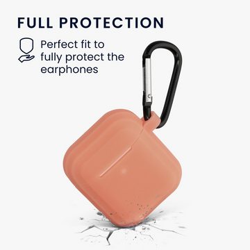 kwmobile Kopfhörer-Schutzhülle Hülle für Apple Airpods 1 & 2 Kopfhörer, Silikon Schutzhülle Case Cover - leuchtet im Dunkeln - Altrosa