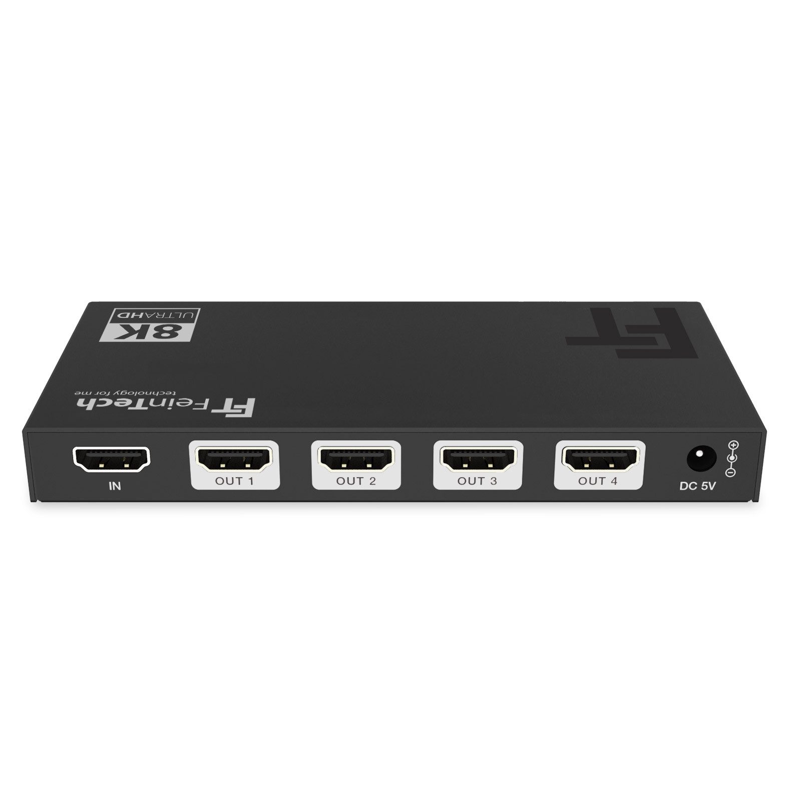 FeinTech HDMI-Splitter SP410 1 in 4 out, HDMI 2.1 4K 120Hz & 8K 60Hz Downscaler CEC-Pass
