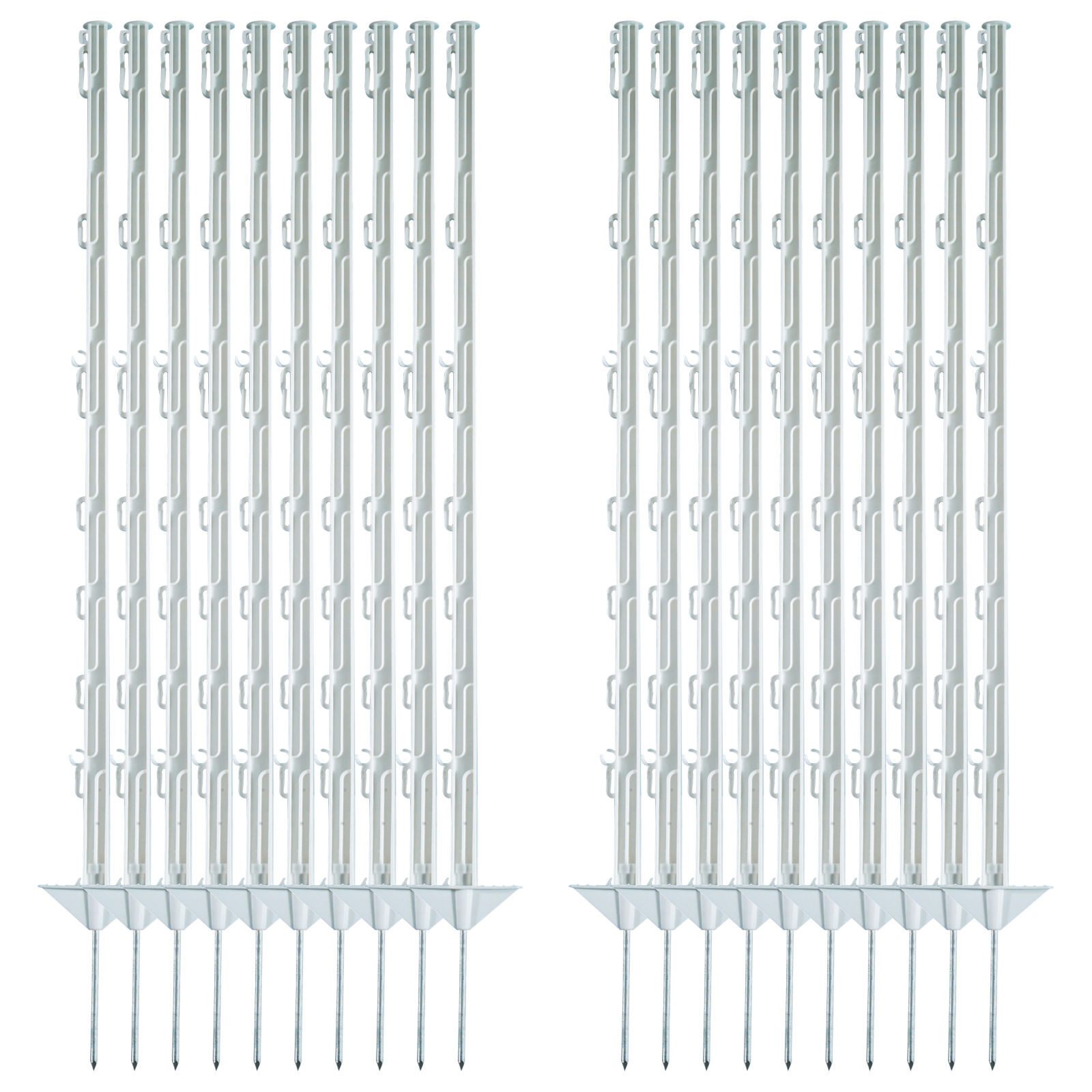 Electra Zaunpfosten Electra Kunststoffpfahl 105 cm mit Doppeltritt, weiß, 20 Stück Weid...