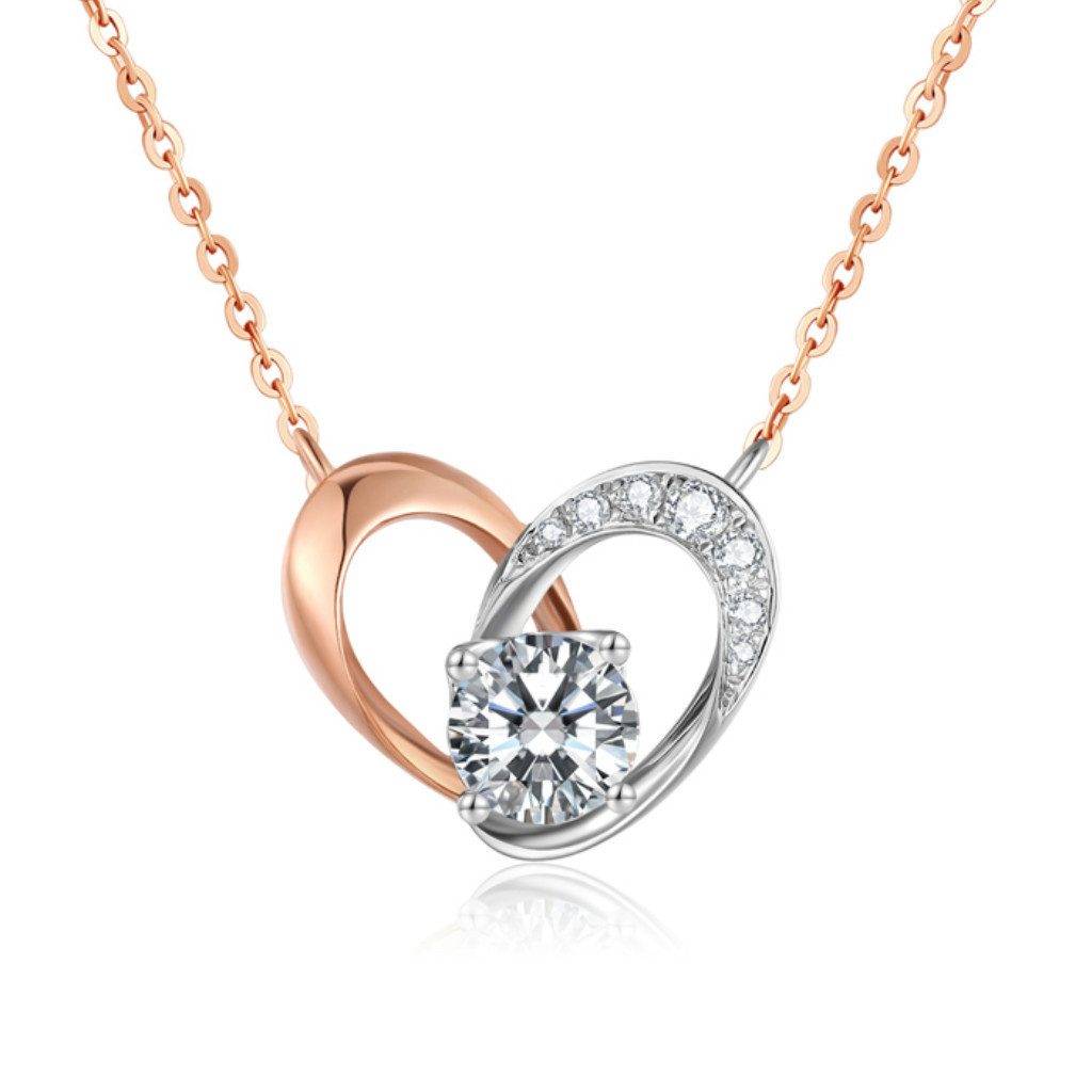 Goldkette Gold-Herzkette 0.62 ct Diamanten IGI Zertifikat