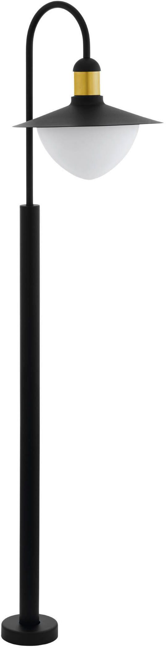 EGLO Stehlampe Sirmione Außen-Stehlampe, Standleuchte, Stahl, E27, IP44, Außenlampe, ohne Leuchtmittel, Stehleuchte - L34 x B27 x H120 cm - schwarz, gold - 1X60W exkl.