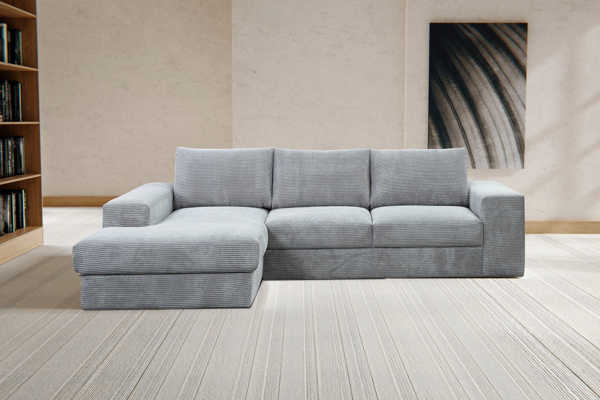 Ecksofa Breitcord & in WERK2 Design Rozzana, mit Cord hohem Komfort trendig-weichem Ecksofa