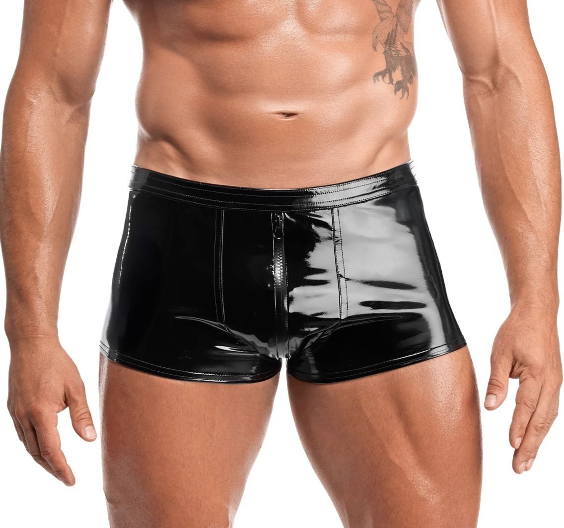 Boxershorts Schwarze knappe Herren wetlook Boxer-Shorts Lack glänzend elastischer