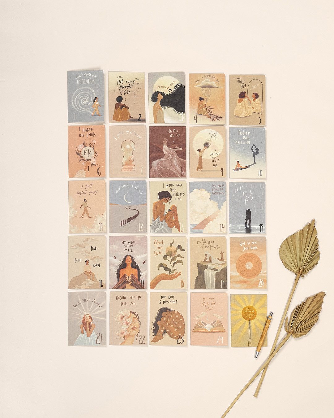 Oh Shanti Adventskalender Mindful Selflove Edition 2026 – Achtsamkeit & Selbstliebe, Selbstliebe-Adventskalender mit 24 Achtsamkeitskarten, Journal & Stift – Bild 2 von 5