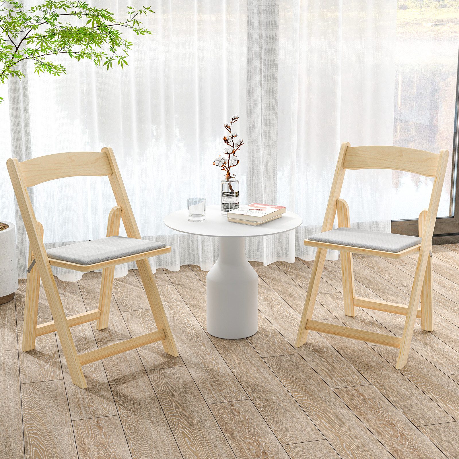 KOMFOTTEU Klappstuhl (2 St), mit Gepolsterter Sitzfläche & Holzrahmen günstig online kaufen