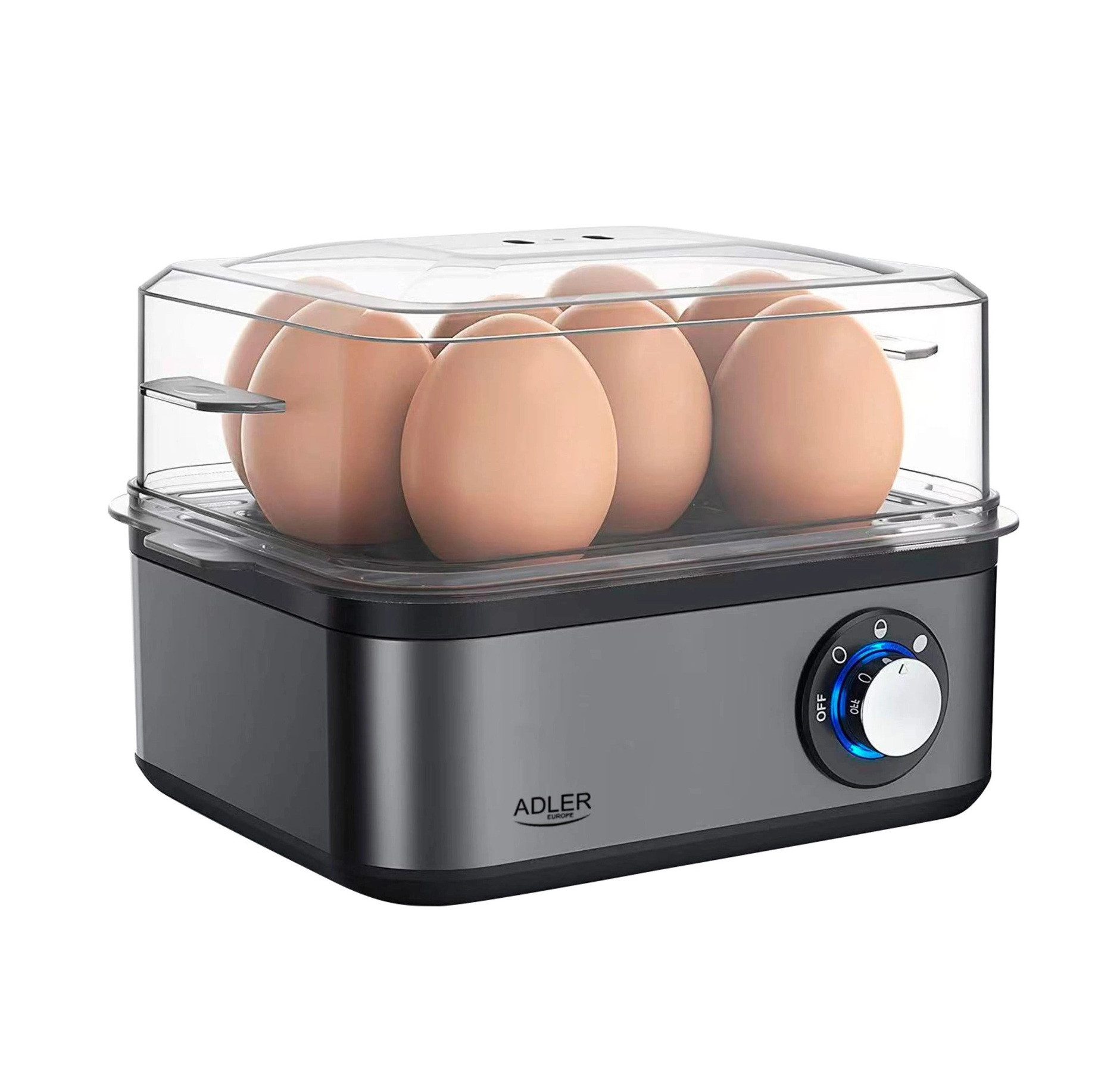 Adler Eierkocher Eierkocher für 1 bis 8 Eier, mit automatischer Abschaltung AD 4486 GM, Anzahl Eier: 8 St., 800 W, für 1 bis 8 Eier