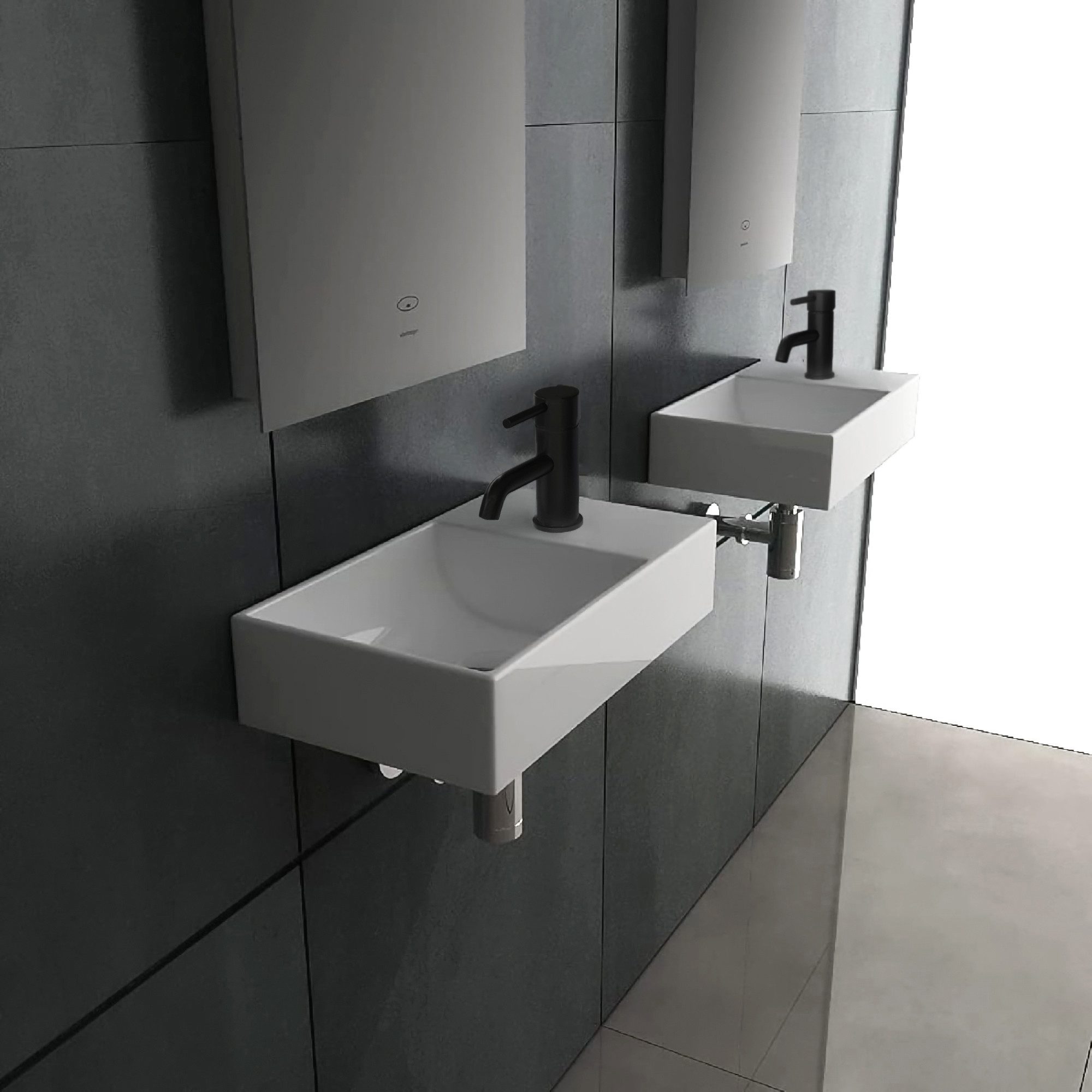 Alpenberger Waschbecken für Gäste WC & Bad - Keramik Miniwaschbecken Washbasin (1-tlg, Spülbecken), Hängewaschbecken Eckig, Weiß, 45 cm Breit