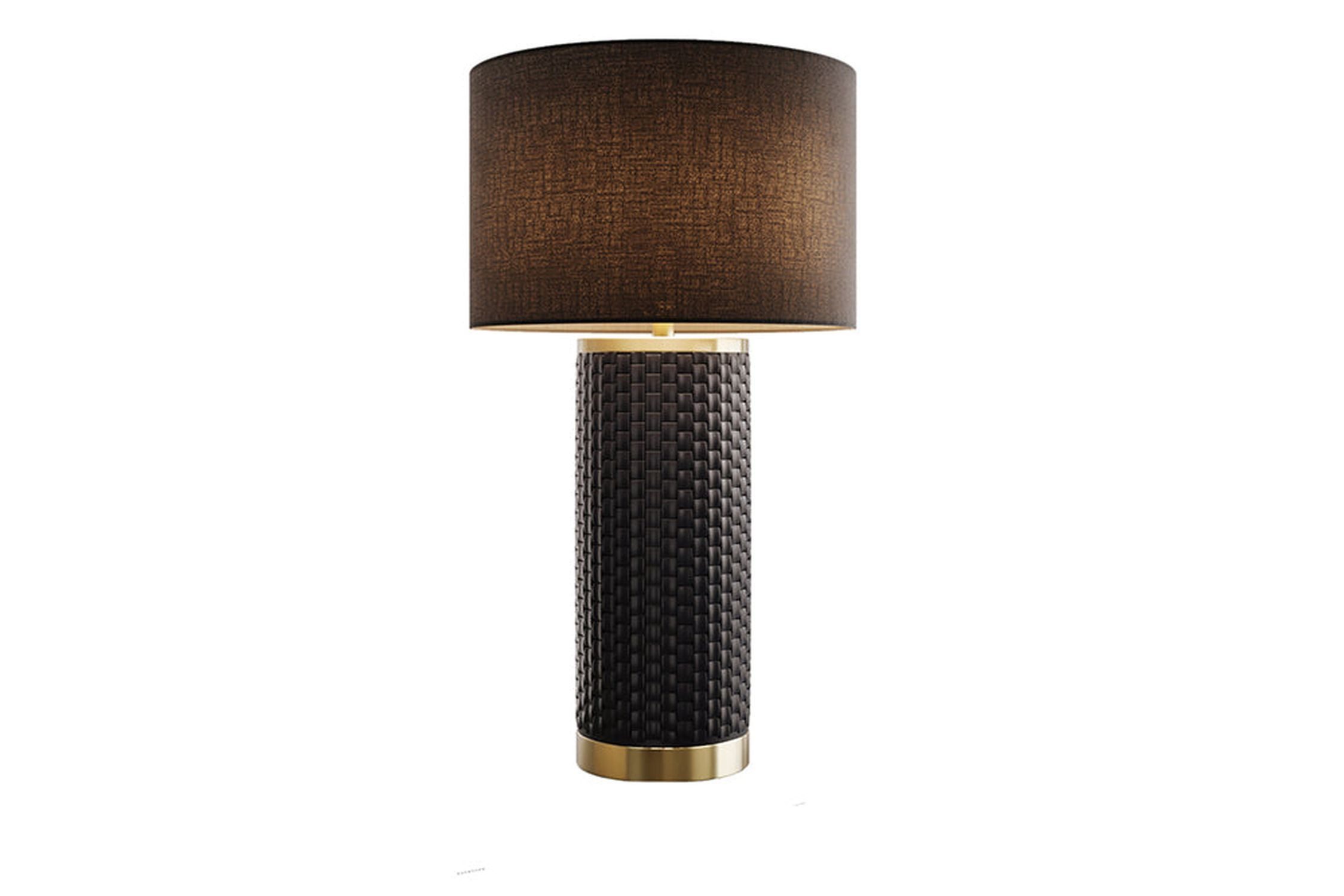 Licht-Erlebnisse Nachttischlampe PABLO, ohne Leuchtmittel, Keramik Stoff 70 cm hoch in Schwarz Gold E27 Modern
