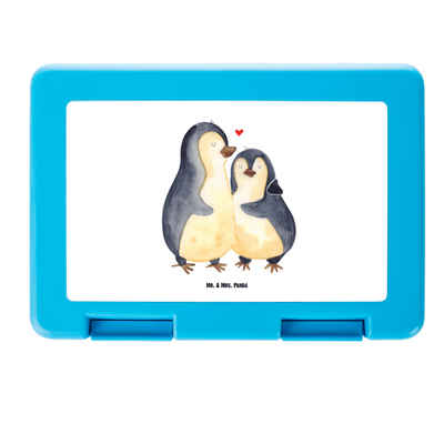 Mr. & Mrs. Panda Butterdose Pinguin umarmen - Weiß - Geschenk, Lunch box, Seevogel, Hochzeitsgesc, Premium Kunststoff, (1-tlg), Luftlöcher