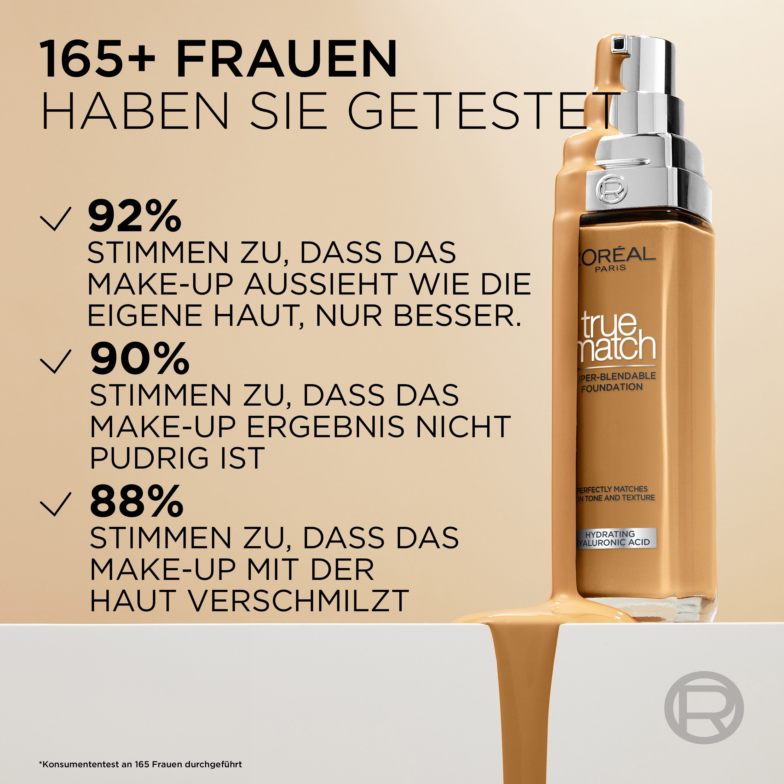 L'ORÉAL PARIS Foundation L'Oréal Paris True Match Foundation, Spendet Feuchtigkeit, mittlere Deckkraft, passt sich dem Hautton an.