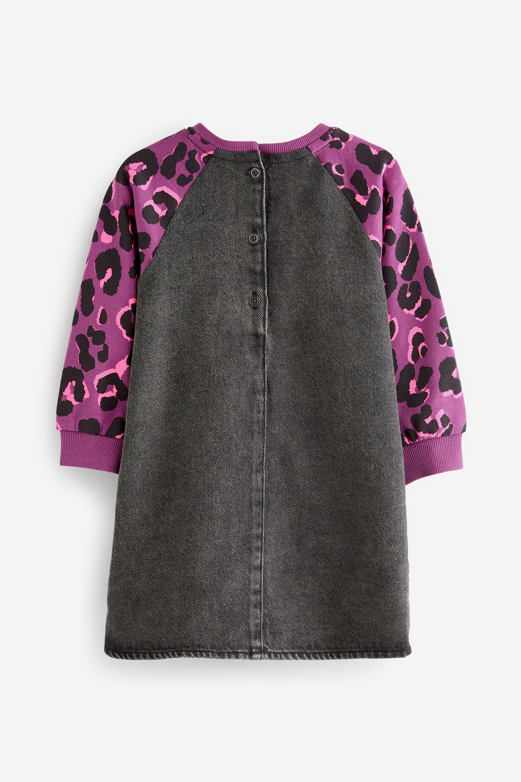 Next Animal (1-tlg) Raglanärmeln Denim-Kleid mit Jeanskleid Print Purple