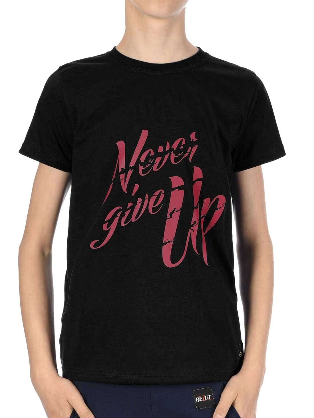 BEZLIT T-Shirt Jungen T-Shirt mit Never Give Up Schwarz (1-tlg) mit casual, Schriftzug