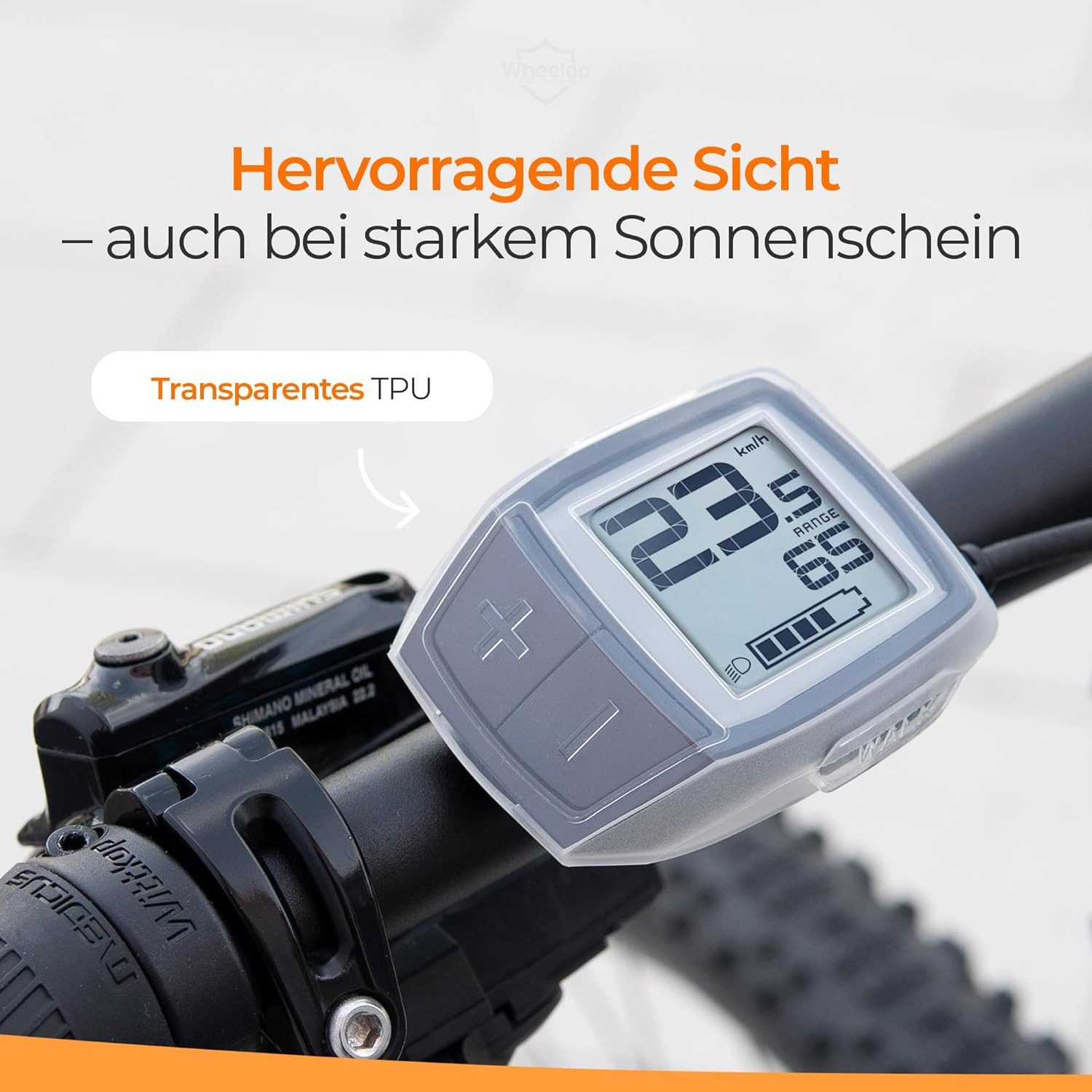 Wheeloo Displayschutzglas Bosch Purion Schutzhülle wasserdicht & transparent für Bosch Purion, E-Bike Monitor Displayschutz I Fahrrad Computer Abdeckung