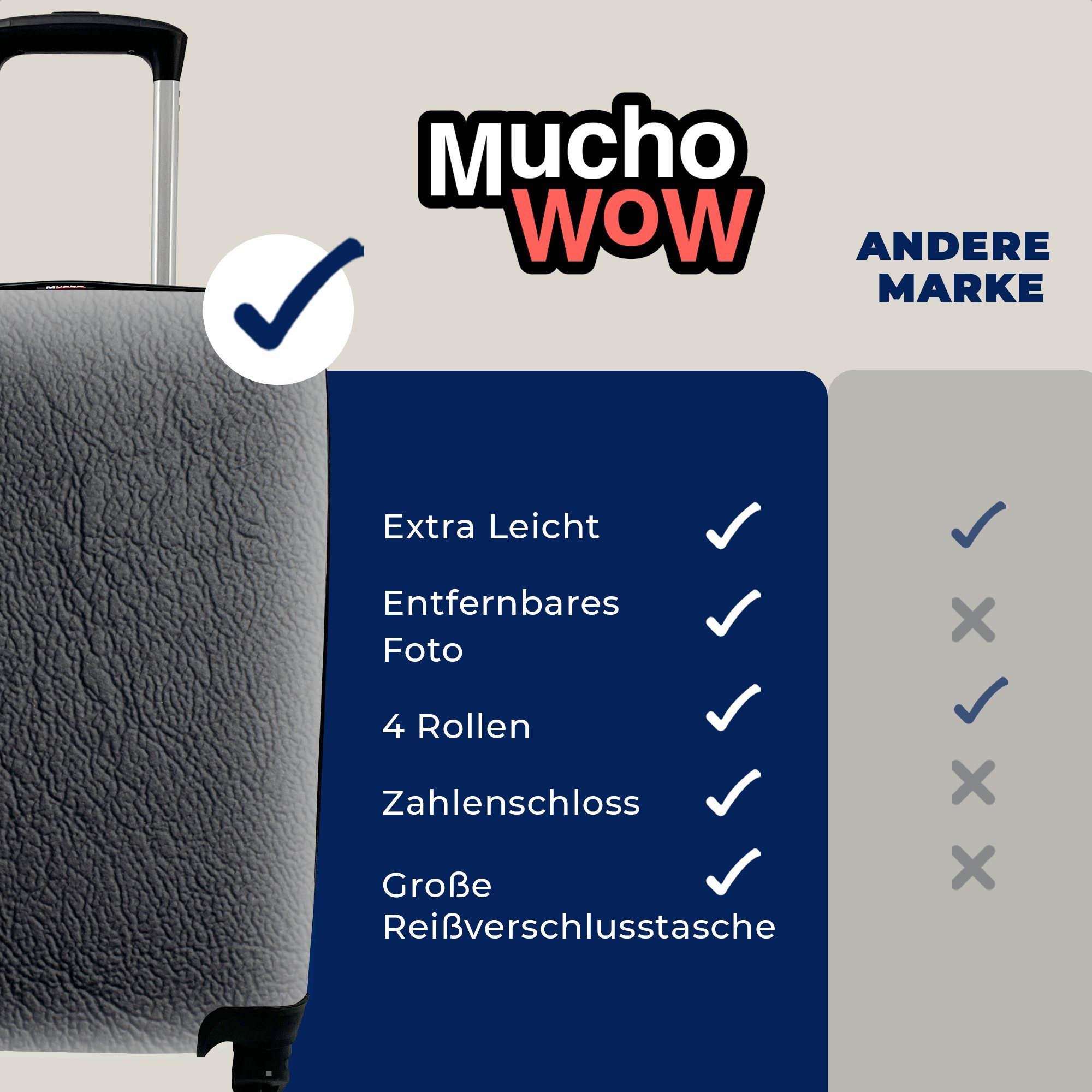 mit MuchoWow 4 Handgepäck für Nahaufnahme rollen, einer Reisetasche Reisekoffer Handgepäckkoffer Lernstruktur, Ferien, Rollen, Trolley, Eine