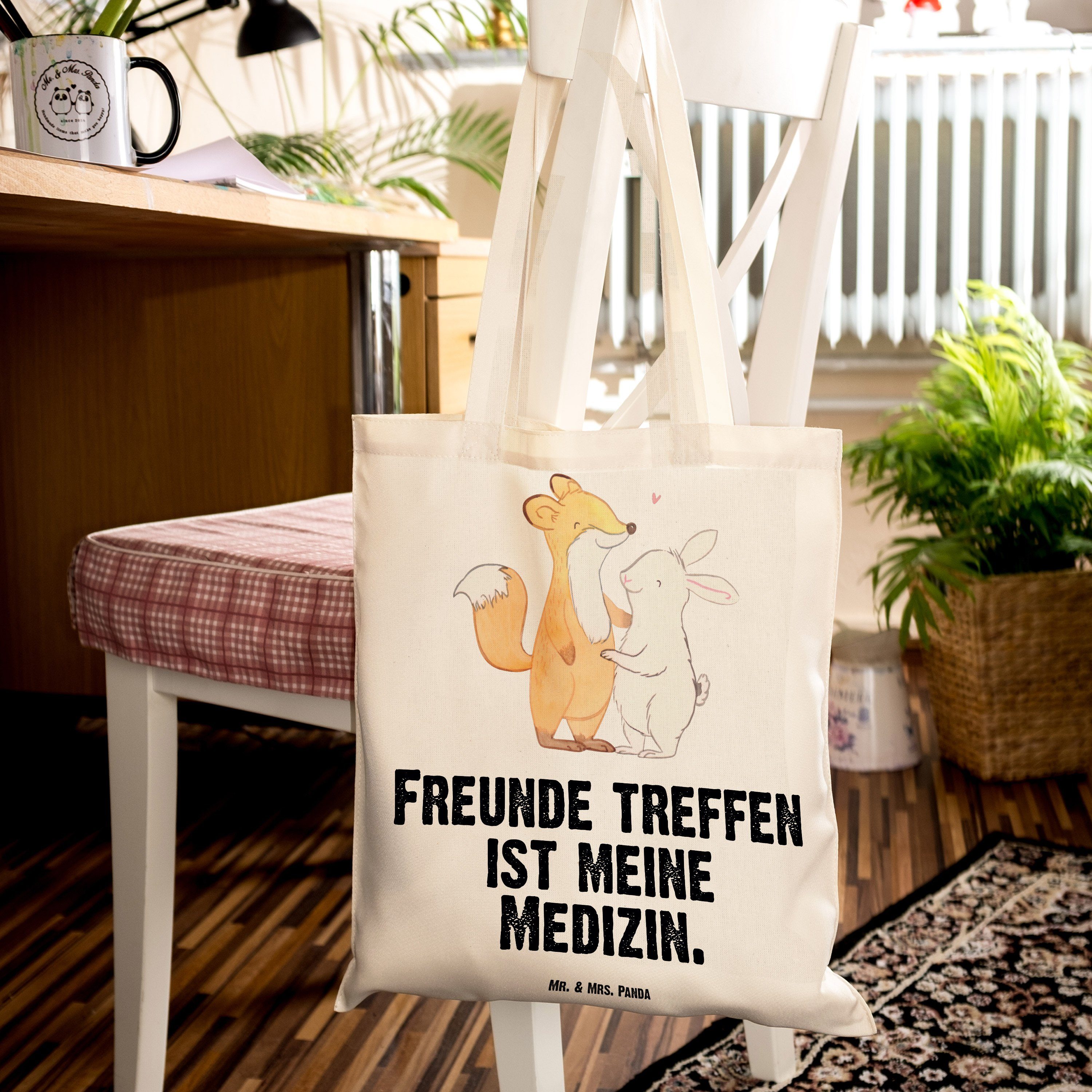 Panda Geschenk, Mrs. treffen (1-tlg) Hase Fuchs Mr. Jutebeut Transparent & - Medizin - Tragetasche Freunde