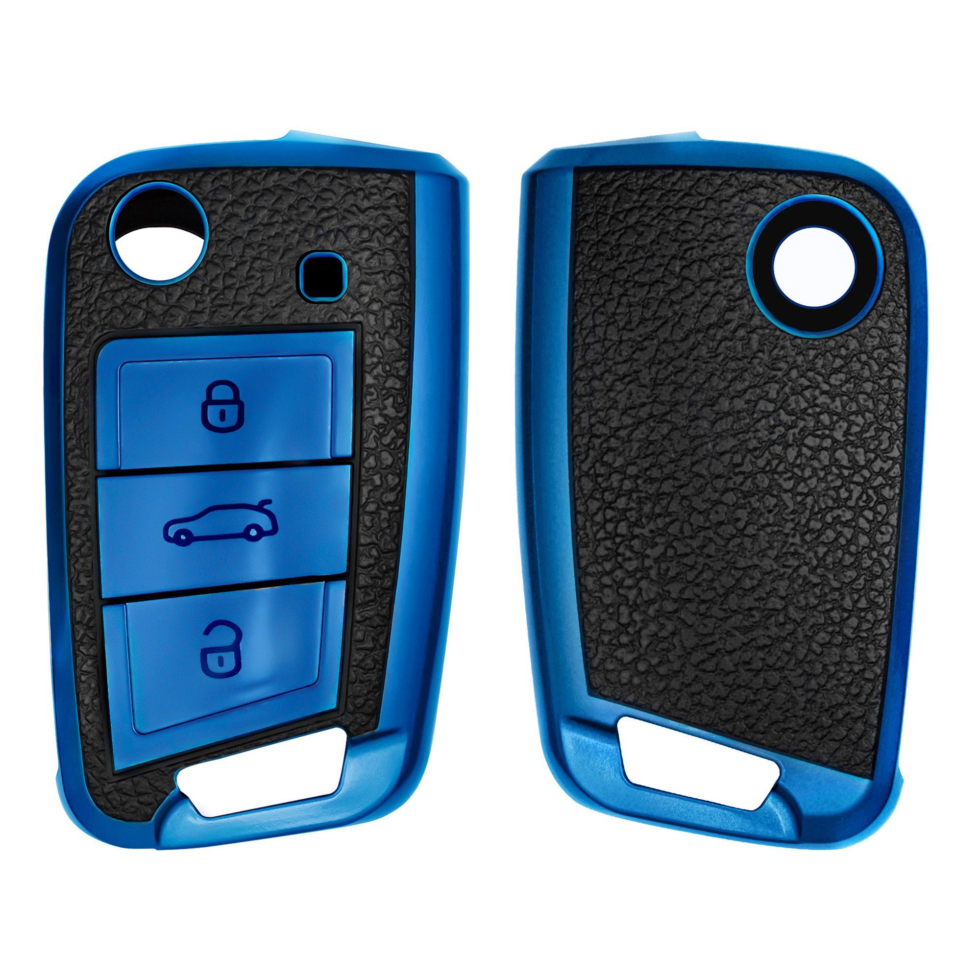 kwmobile Schlüsseltasche Autoschlüssel Hülle für VW Golf 7 MK7, TPU Schutzhülle Schlüsselhülle Cover Blau