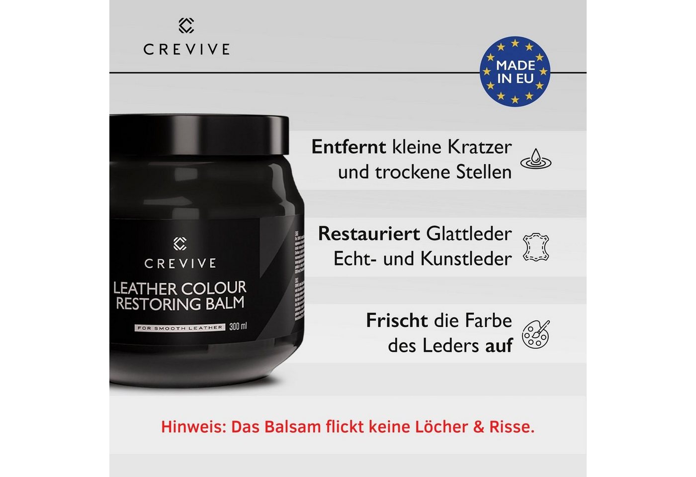 Thumbnail - CREVIVE Lederpflege (1 St., Lederreparatur, sehr ergiebig), 300 ml Leder Reparatur, Lederreparatur Auto, Sofa, Couch