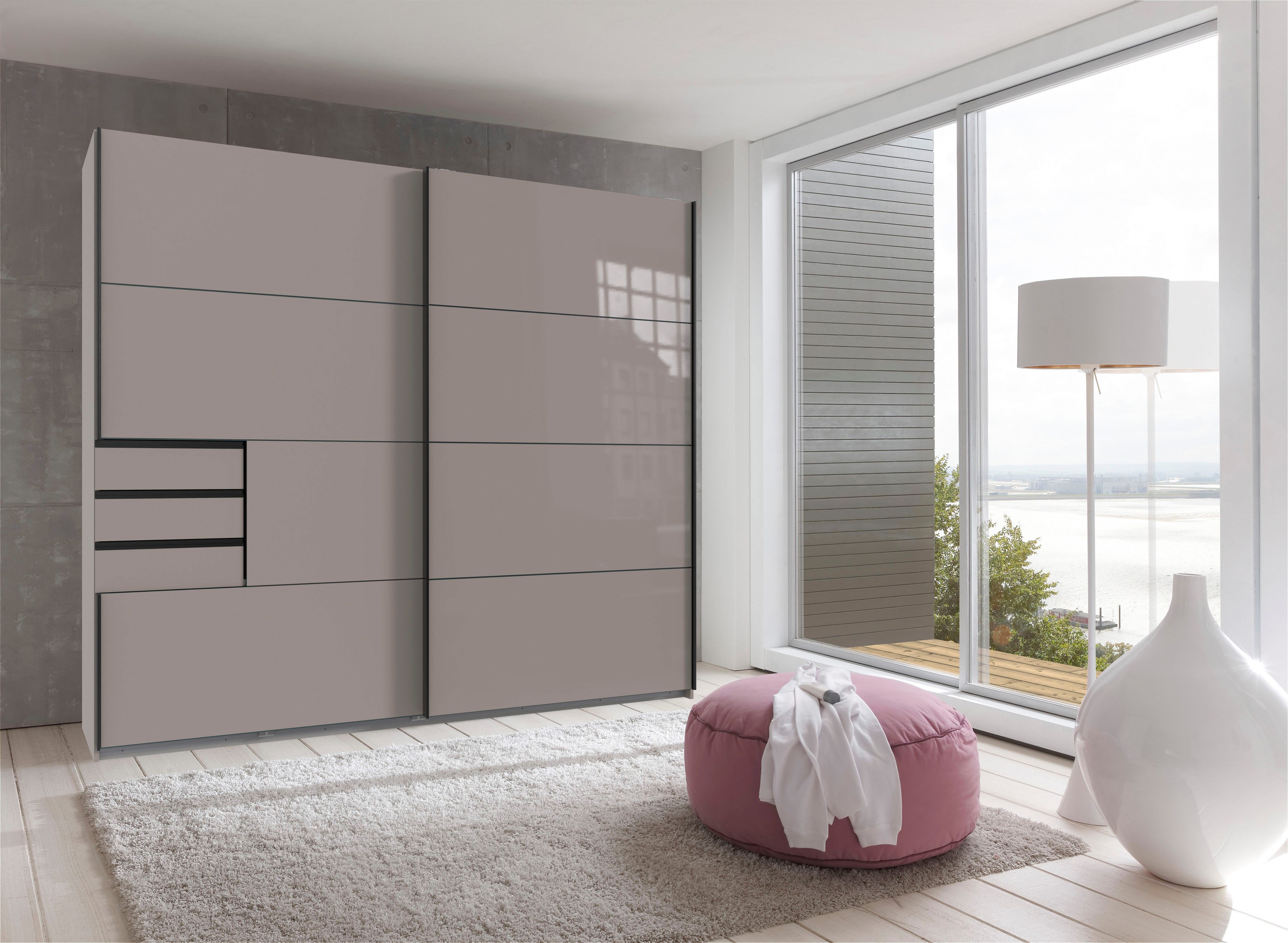 Wimex Schwebetürenschrank Saigon mit Glaselementen, 2 Türen, 225cm breit
