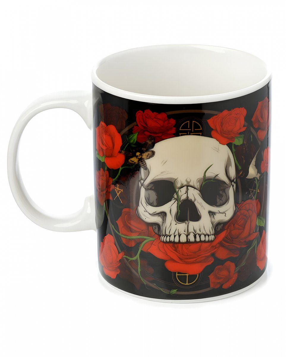 9,5 & cm Roses mit Skulls Totenkopf Horror-Shop Dekofigur Lieblingstasse