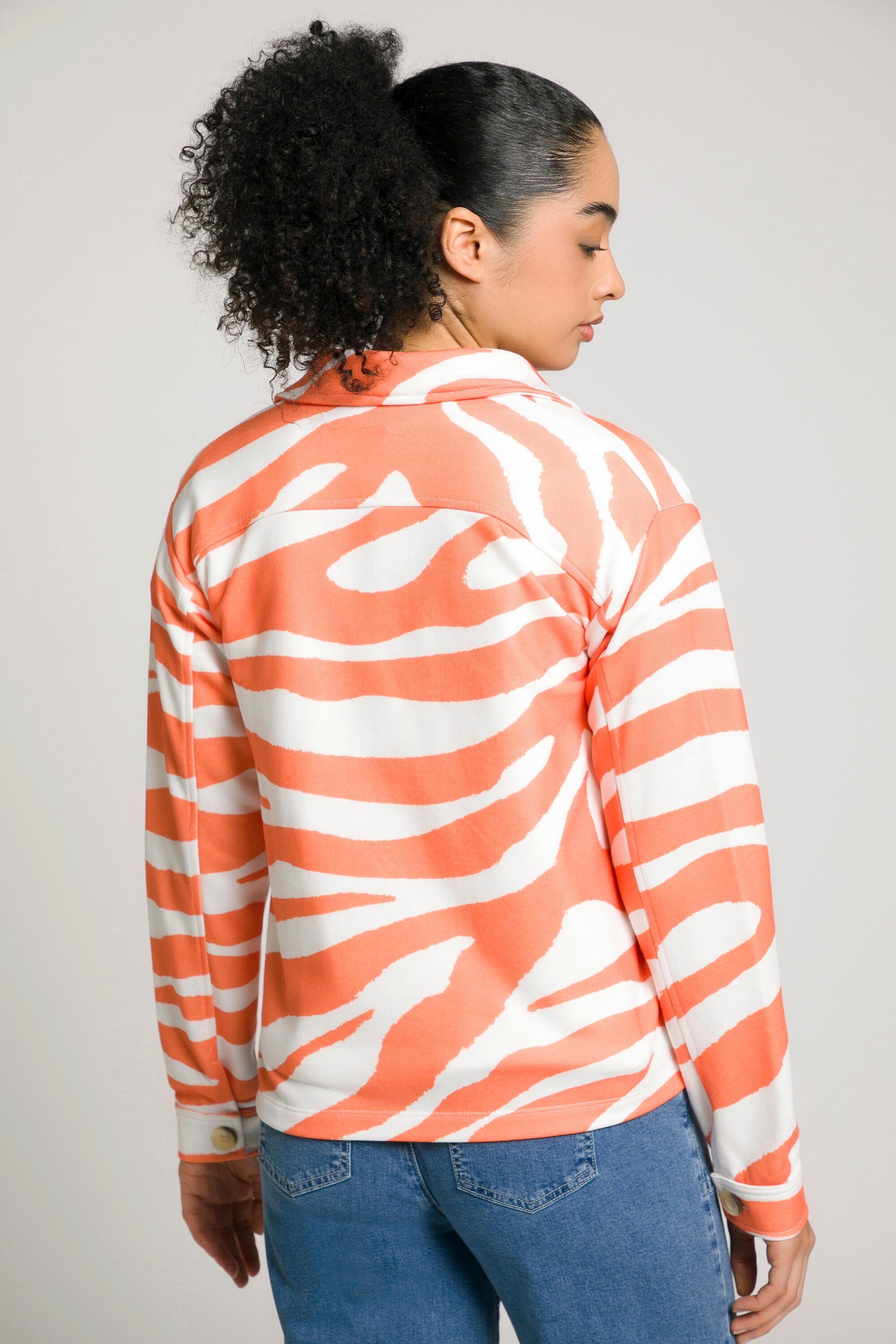 Sweatjacke Langarm Sweatjacke Gina Color Laura Zebra Hemdkragen