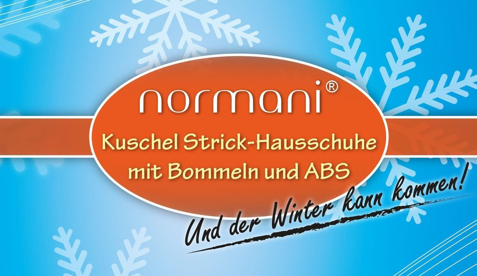 normani Kuschelsocken Strick-Hausschuhe mit Bommeln dickes, ABS Paar) Schwarz (1 und kuscheliges Futter