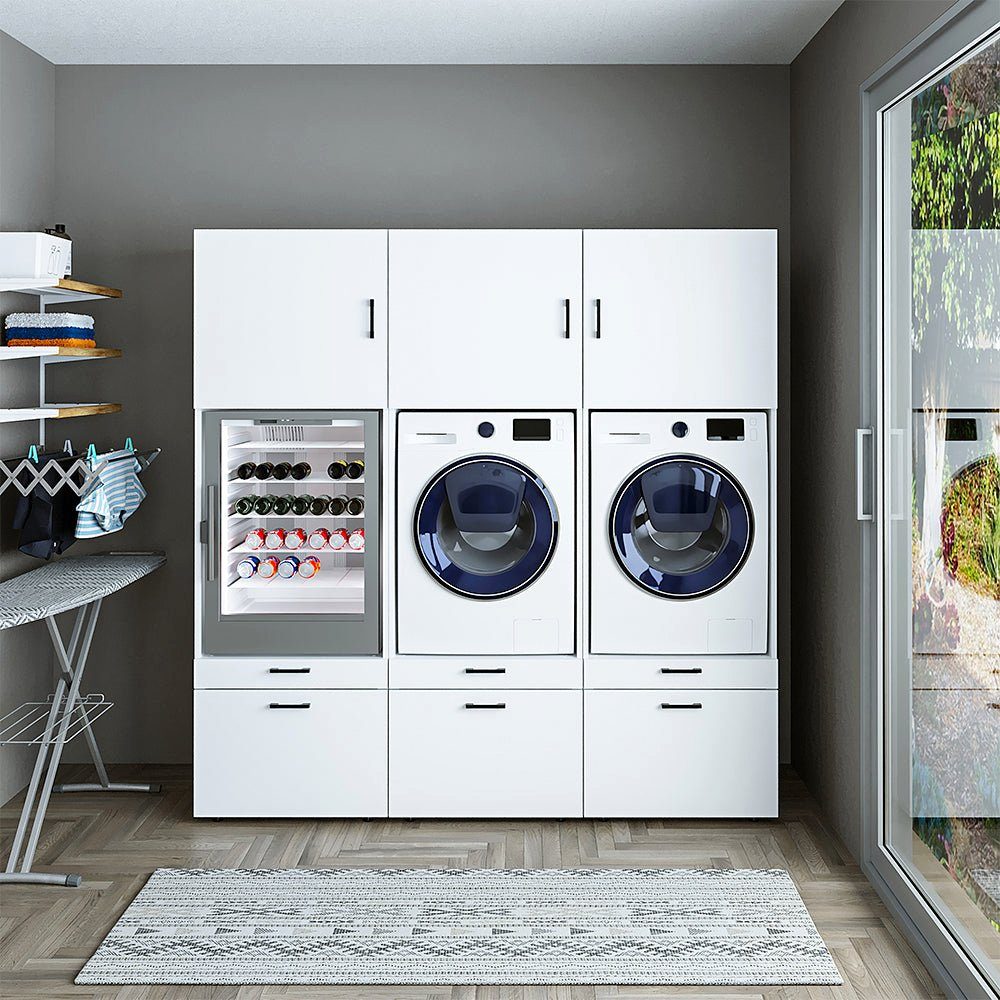 Weiß (Waschmaschinenschrank Mehrzweckschrank Roomart Waschmaschinenumbauschrank Waschküche weiß Trocknerschrank) | für