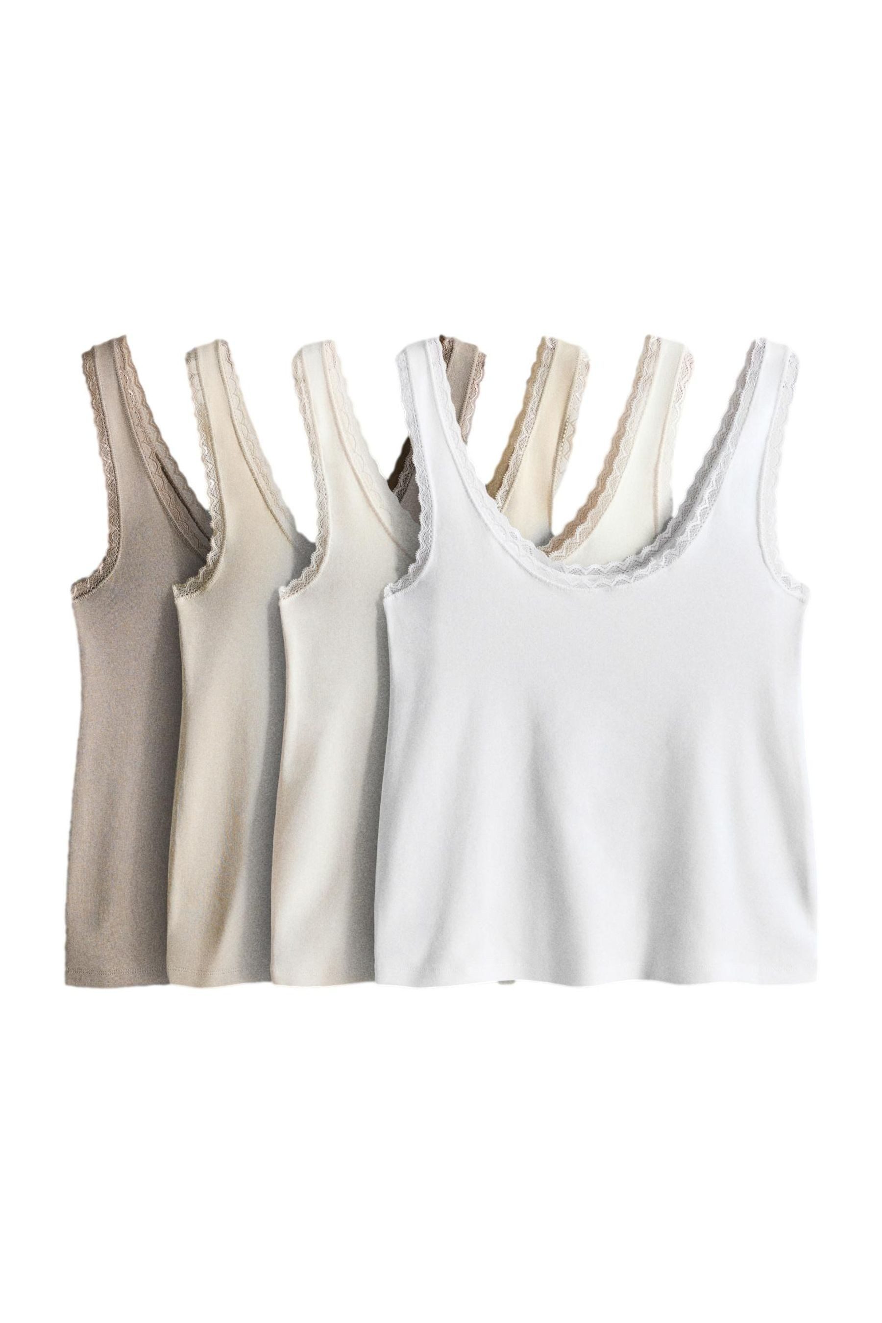 The Set Trägertop The Set Tops mit Spitzendetails, 4er-Pack (4-tlg)